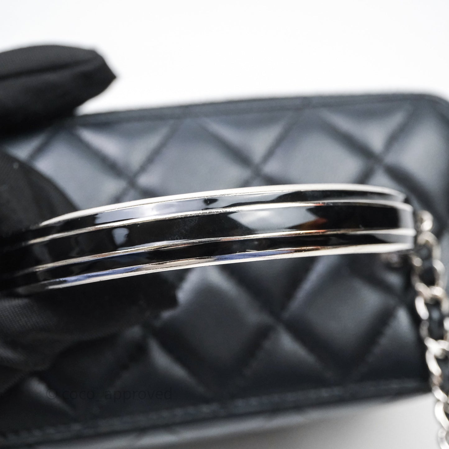 Chanel Vanity Rectangular Top Handle Black Lambskin Silver Hardware