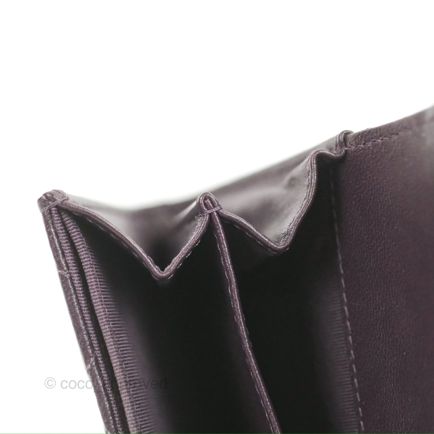 Chanel Classic Flap Coin Purse Dark Purple Lambskin Silver Hardware