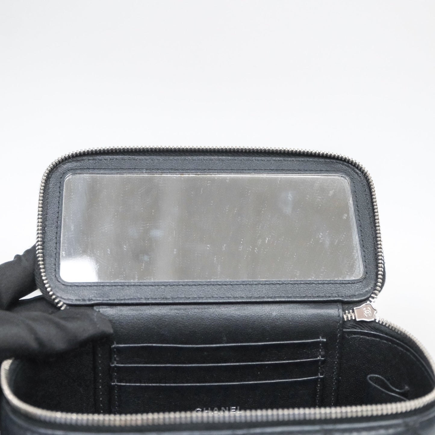 Chanel Vanity Rectangular Top Handle Black Lambskin Silver Hardware