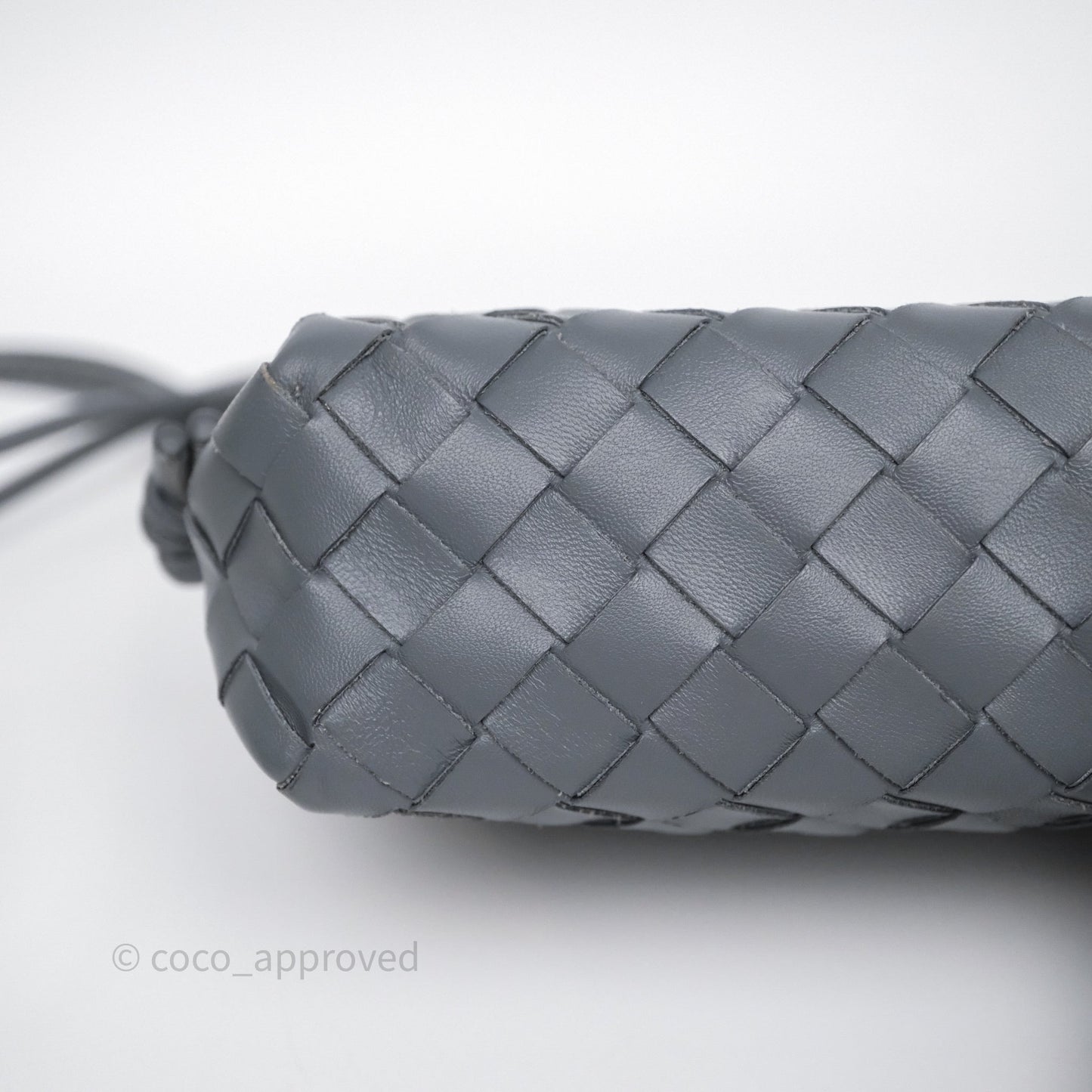 Bottega Veneta Mini Loop Camera Bag Grey Intrecciato Lambskin