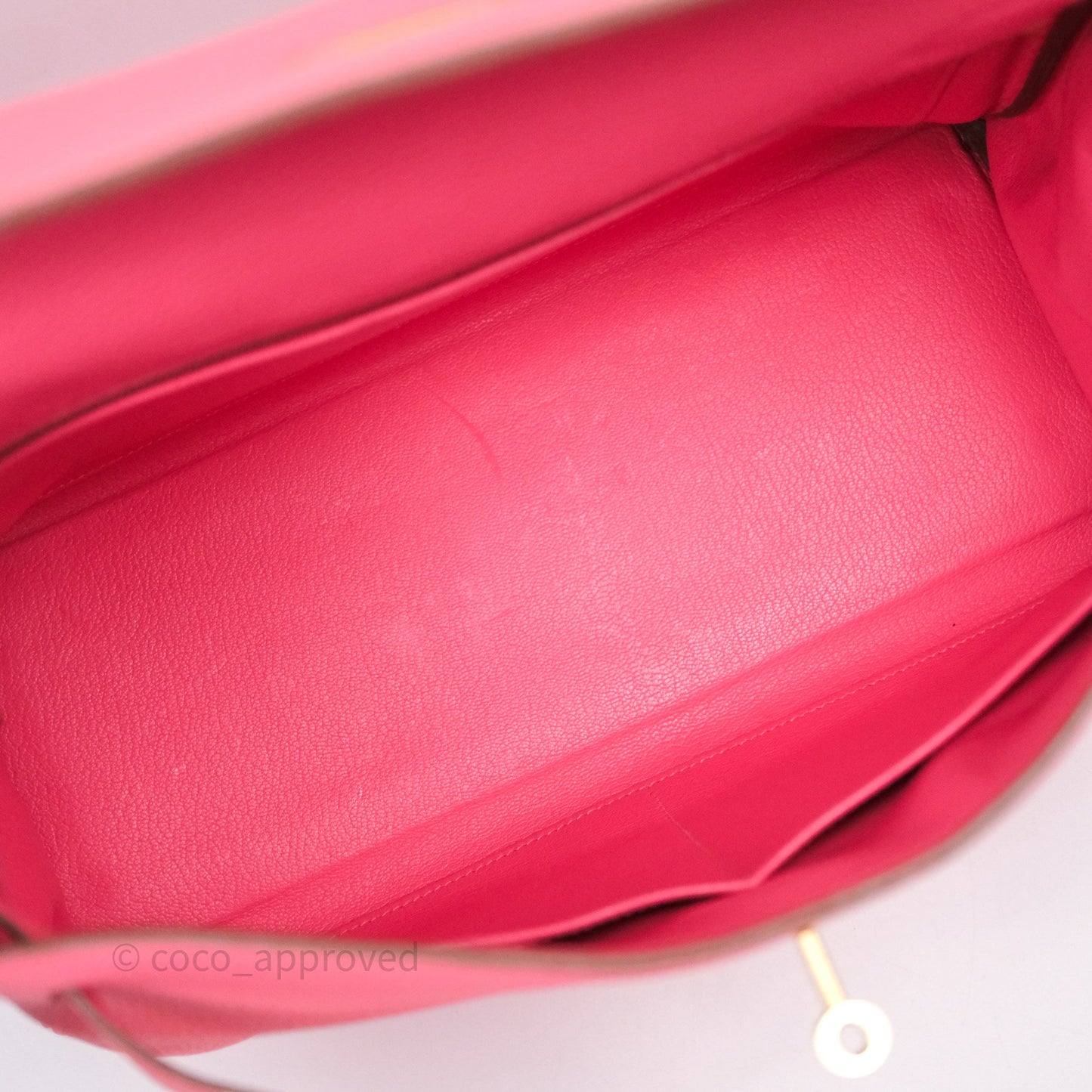 Hermès Kelly 32 Retourne Rose Azalee 8W Gold Hardware