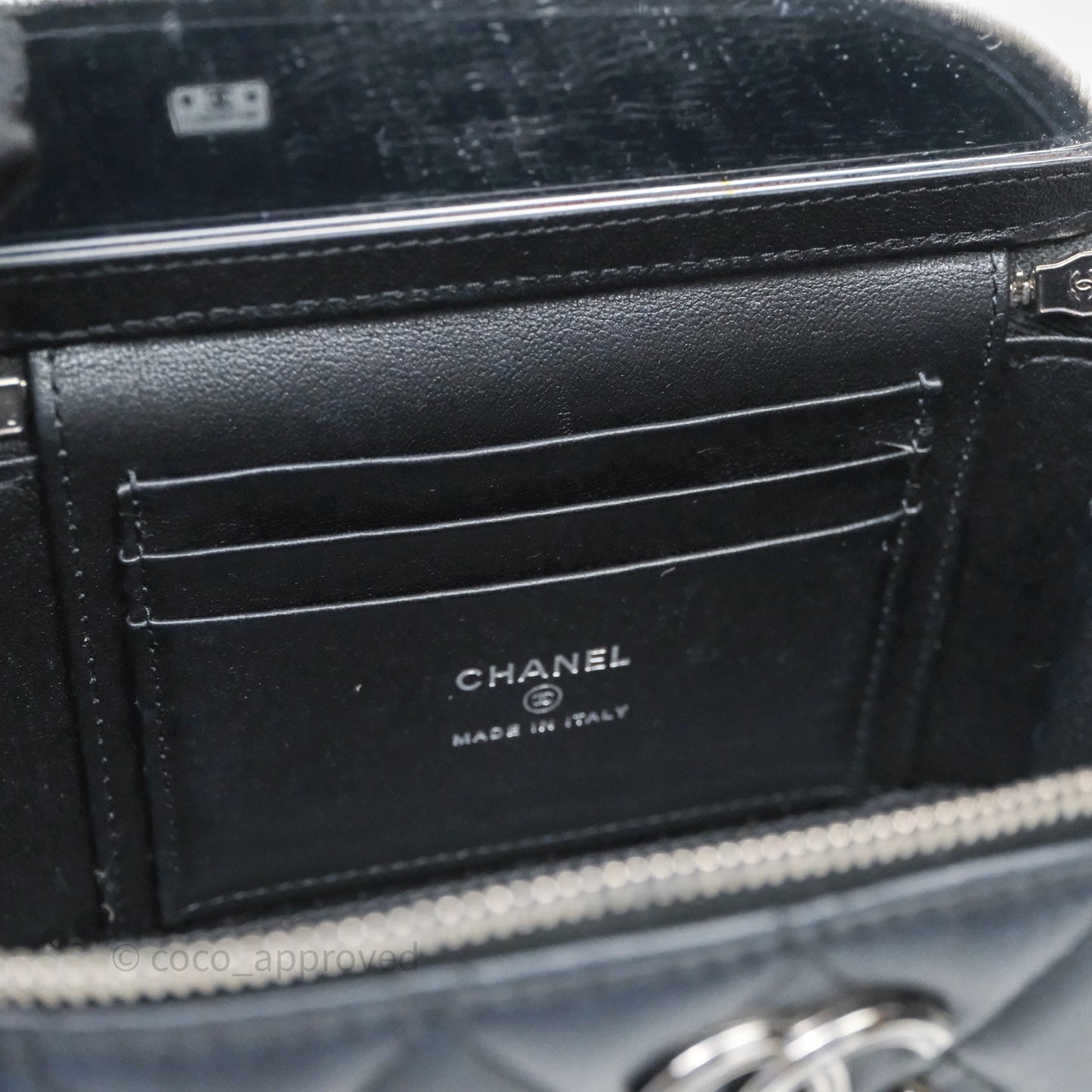 Chanel Vanity Rectangular Top Handle Black Lambskin Silver Hardware
