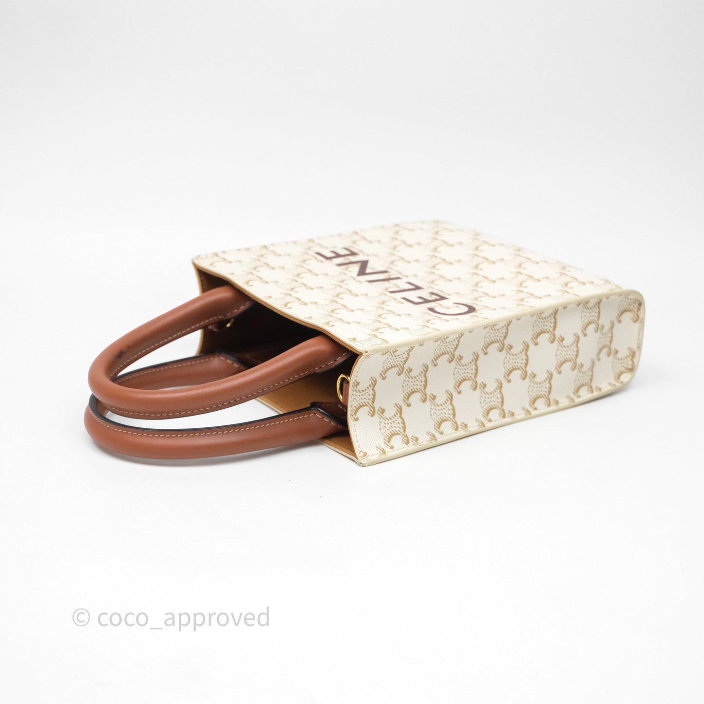 Celine Mini Vertical Cabas Bag Triomphe Canvas White