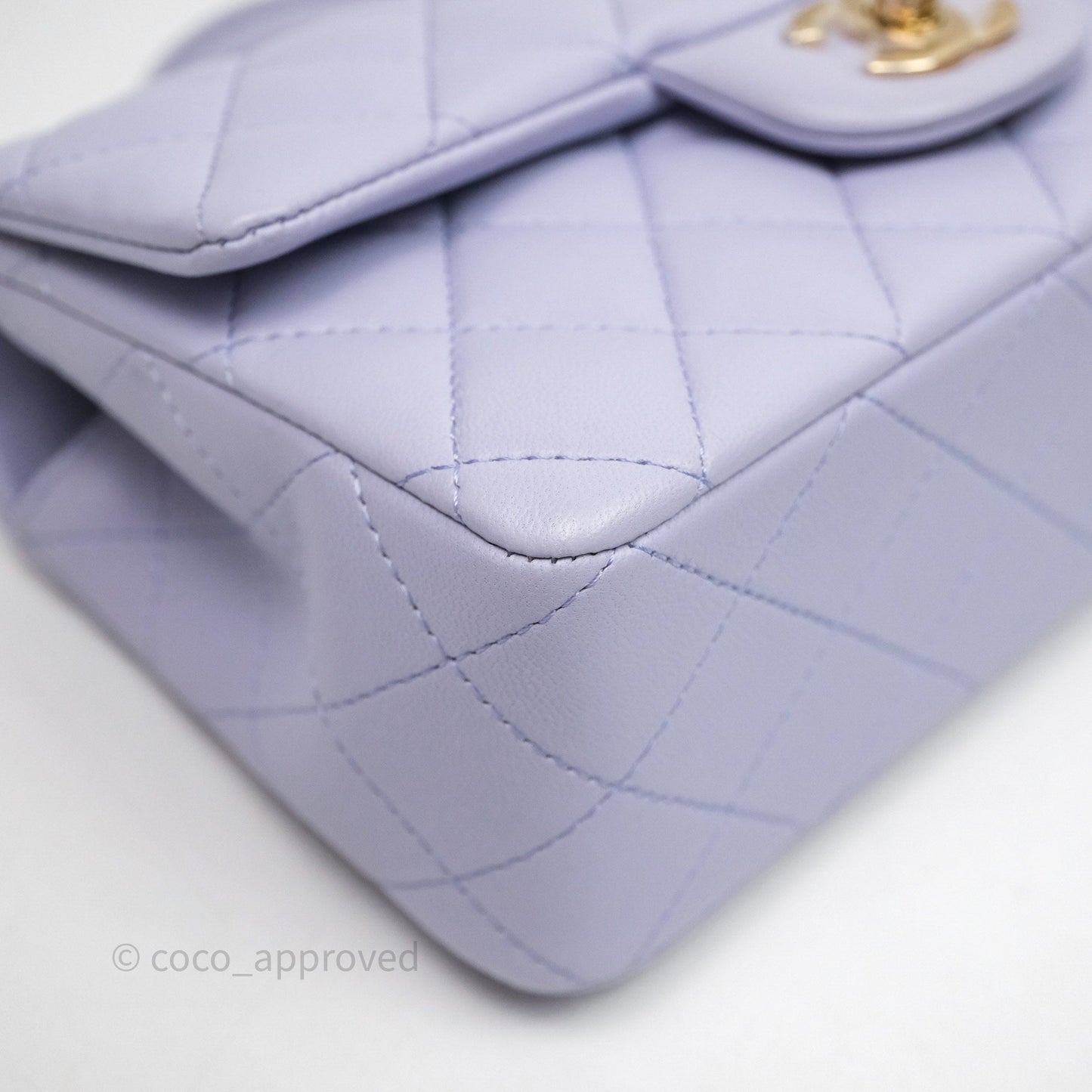 Chanel Top Handle Mini Rectangular Flap Purple Lambskin Gold Hardware