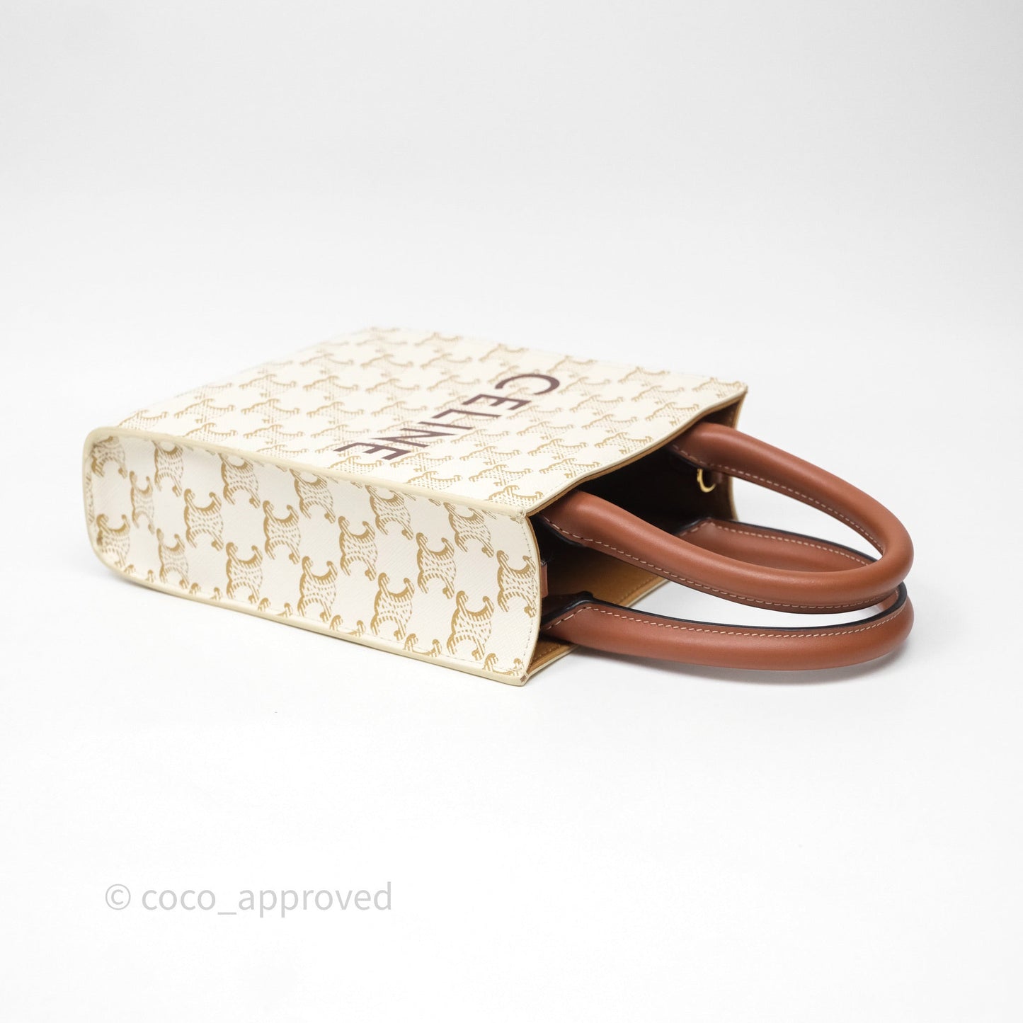 Celine Mini Vertical Cabas Bag Triomphe Canvas White