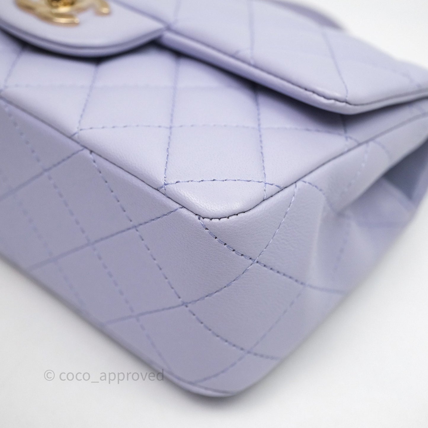 Chanel Top Handle Mini Rectangular Flap Purple Lambskin Gold Hardware