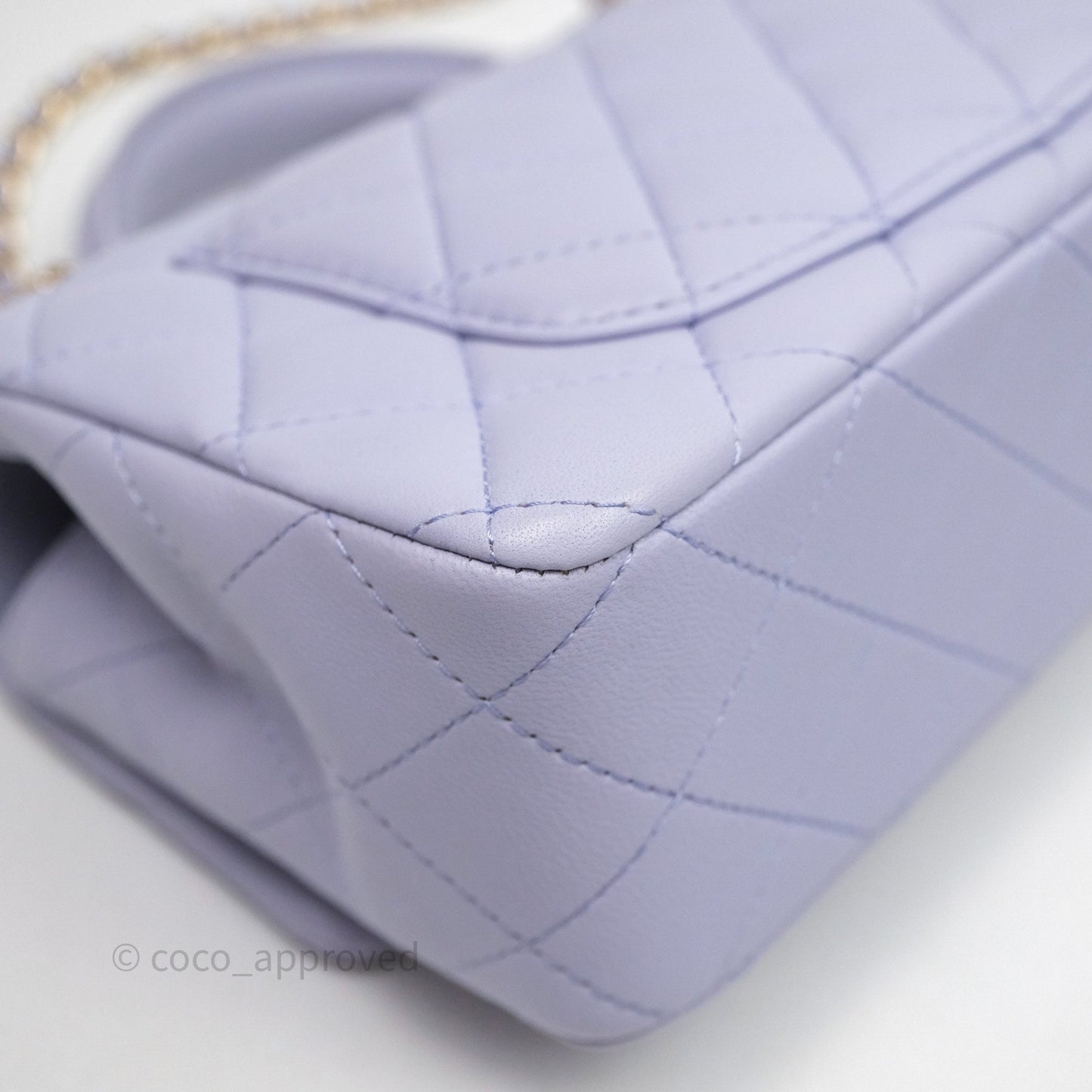 Chanel Top Handle Mini Rectangular Flap Purple Lambskin Gold Hardware