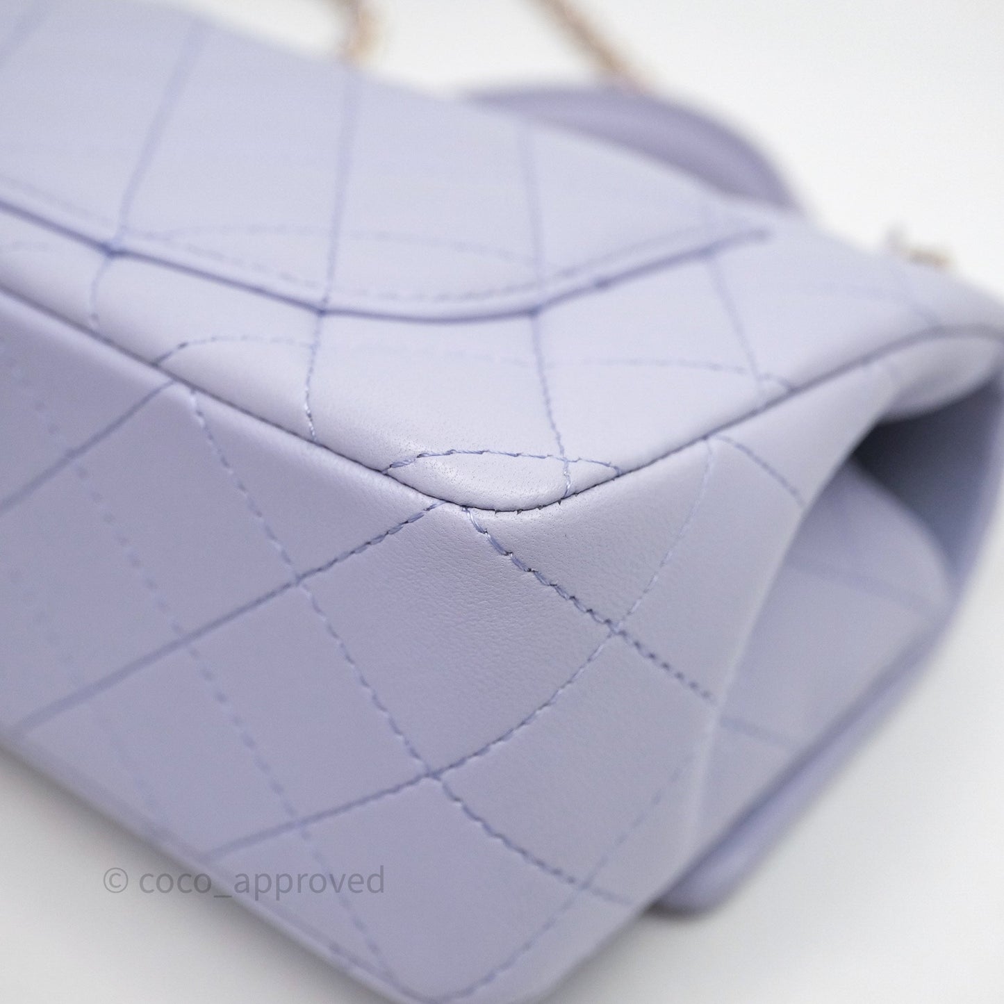 Chanel Top Handle Mini Rectangular Flap Purple Lambskin Gold Hardware