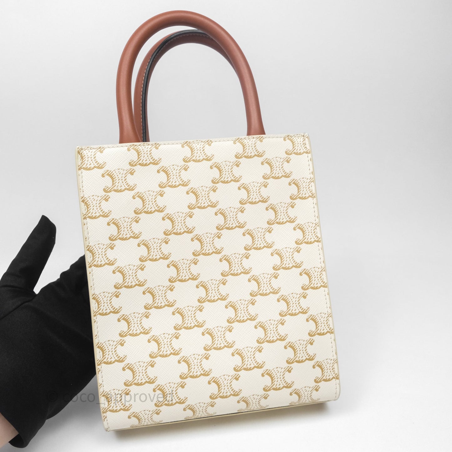 Celine Mini Vertical Cabas Bag Triomphe Canvas White