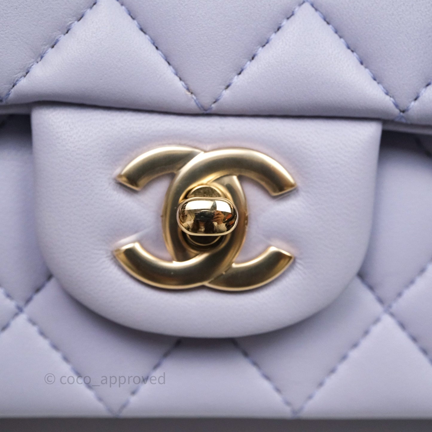 Chanel Top Handle Mini Rectangular Flap Purple Lambskin Gold Hardware