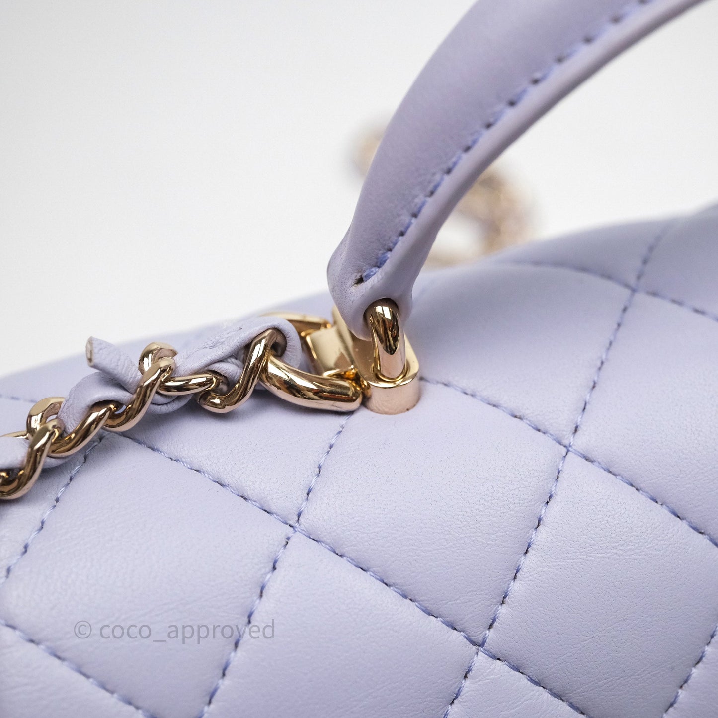 Chanel Top Handle Mini Rectangular Flap Purple Lambskin Gold Hardware