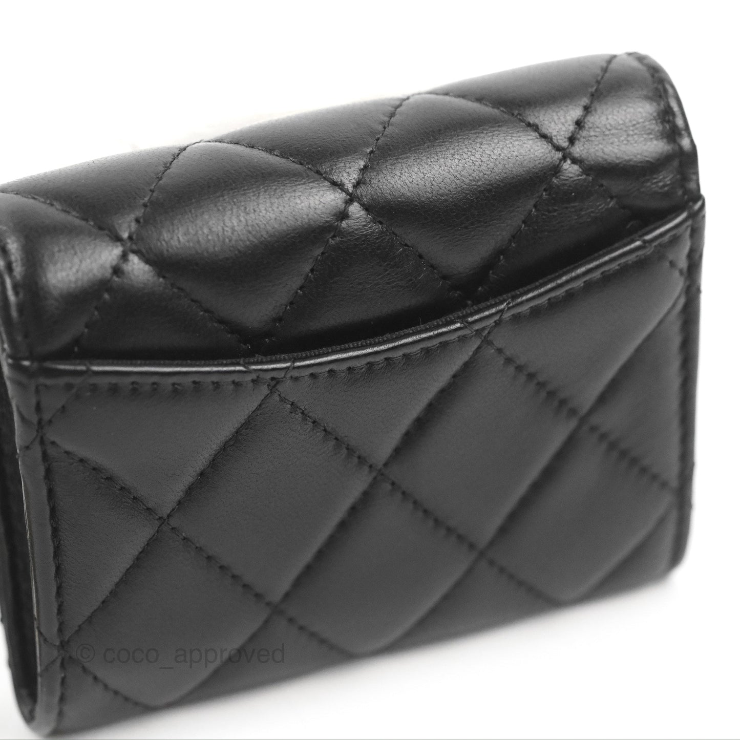 Chanel Pearl Crush Mini Clutch With Chain Black Lambskin Aged Gold Hardware