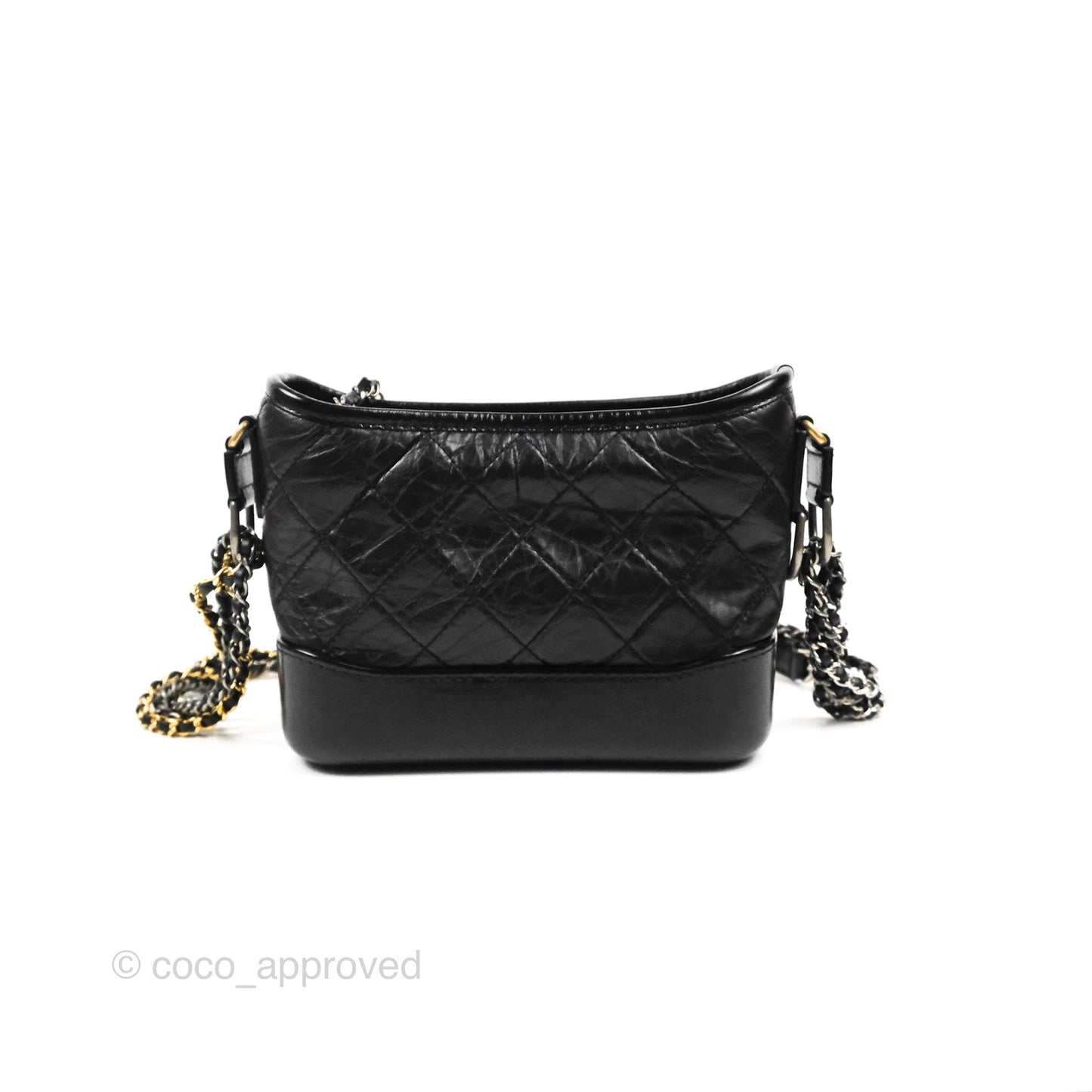 Chanel Quilted Small Gabrielle Hobo Black Aged Calfskin Mixed Hardware
