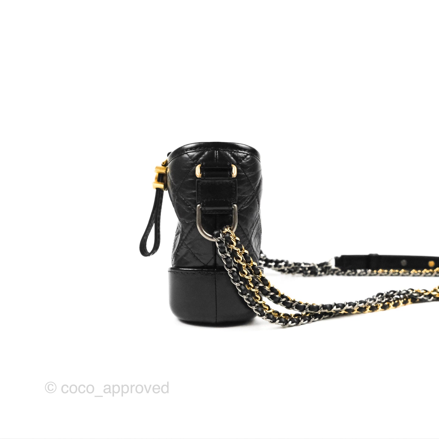Chanel Quilted Small Gabrielle Hobo Black Aged Calfskin Mixed Hardware