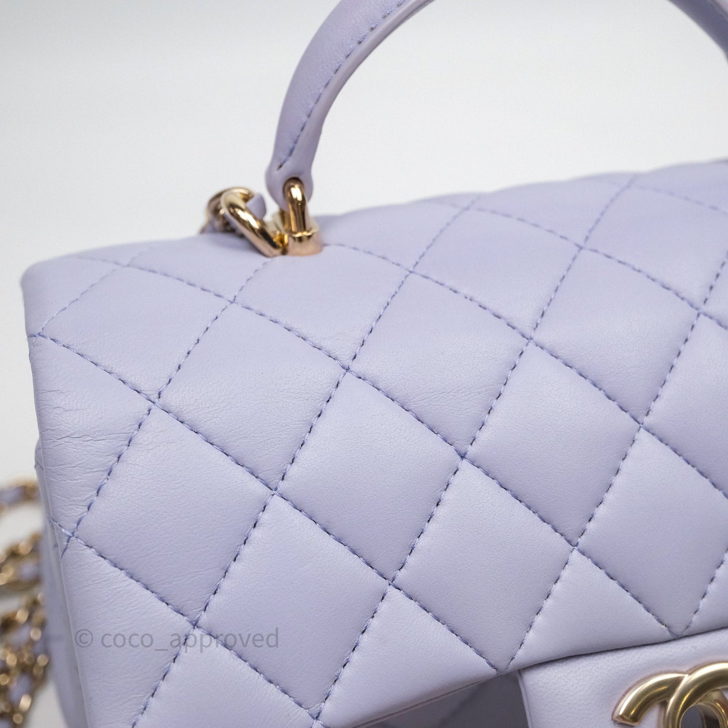 Chanel Top Handle Mini Rectangular Flap Purple Lambskin Gold Hardware