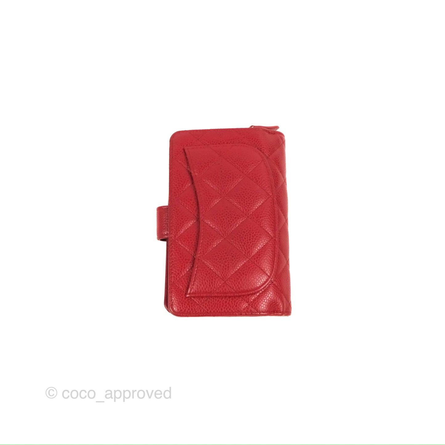 Chanel Classic French Wallet Quilted Red Caviar Silver Hardware