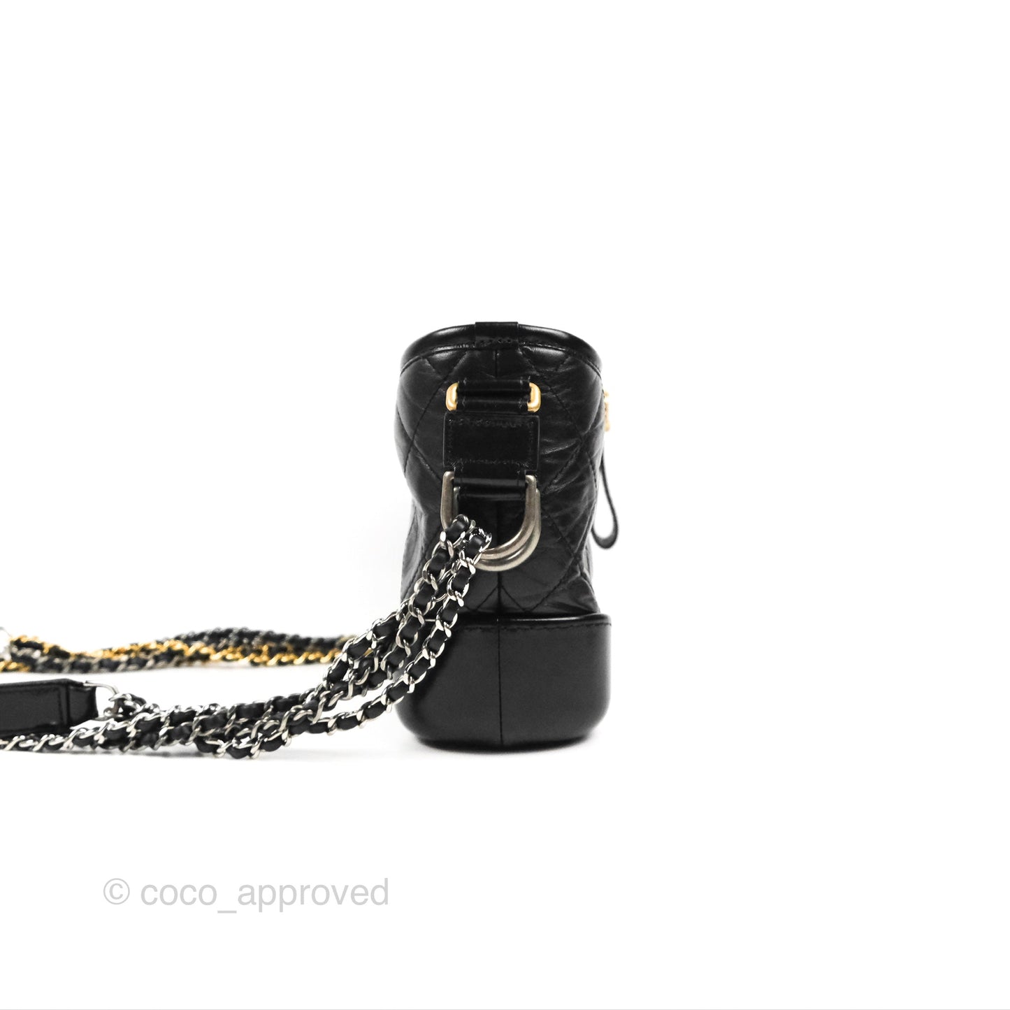Chanel Quilted Small Gabrielle Hobo Black Aged Calfskin Mixed Hardware