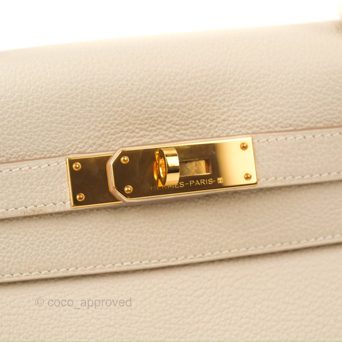 Hermès Kelly Retourne 28 Craie Togo Gold Hardware