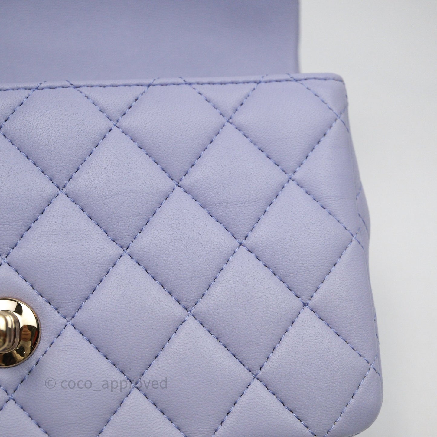 Chanel Top Handle Mini Rectangular Flap Purple Lambskin Gold Hardware