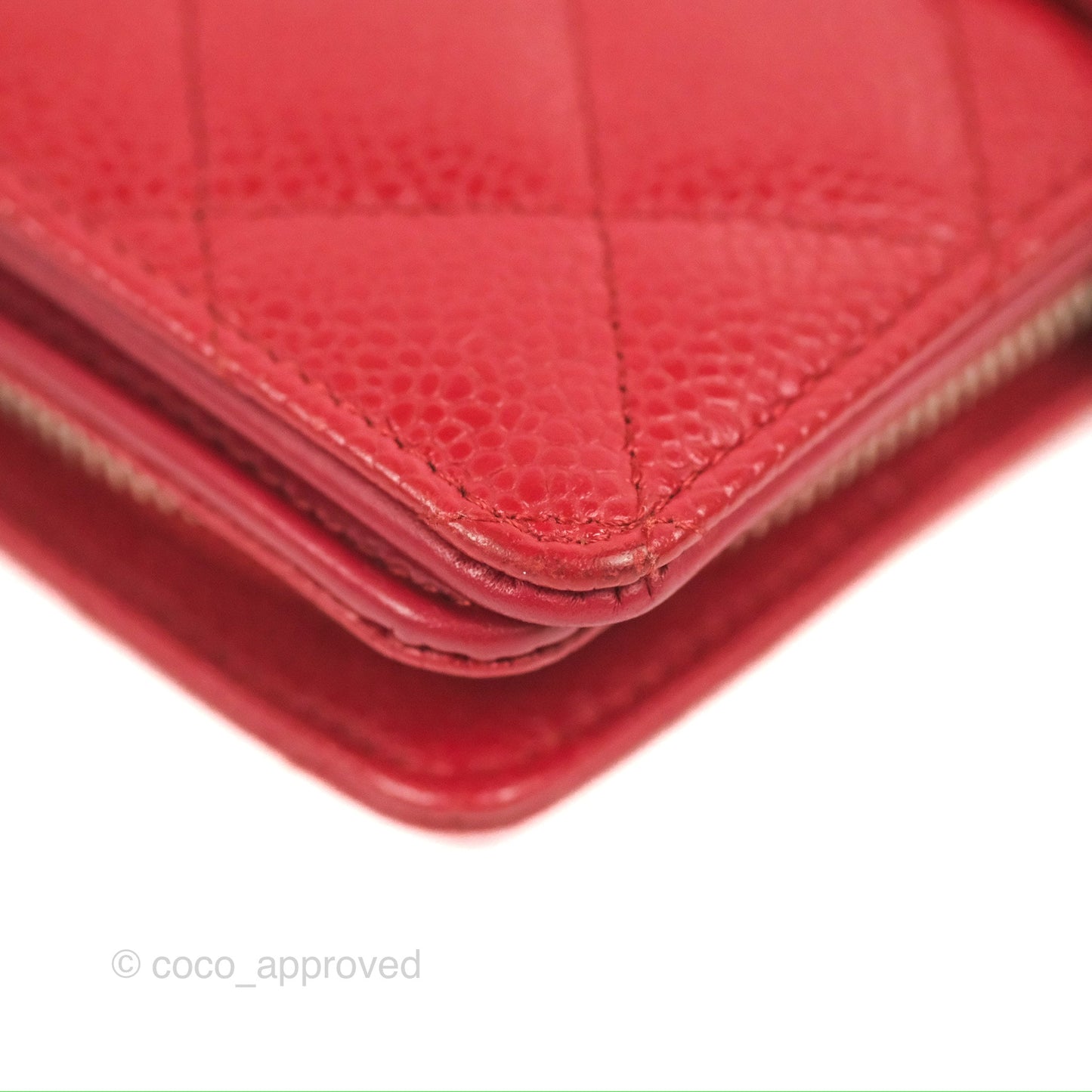 Chanel Classic French Wallet Quilted Red Caviar Silver Hardware