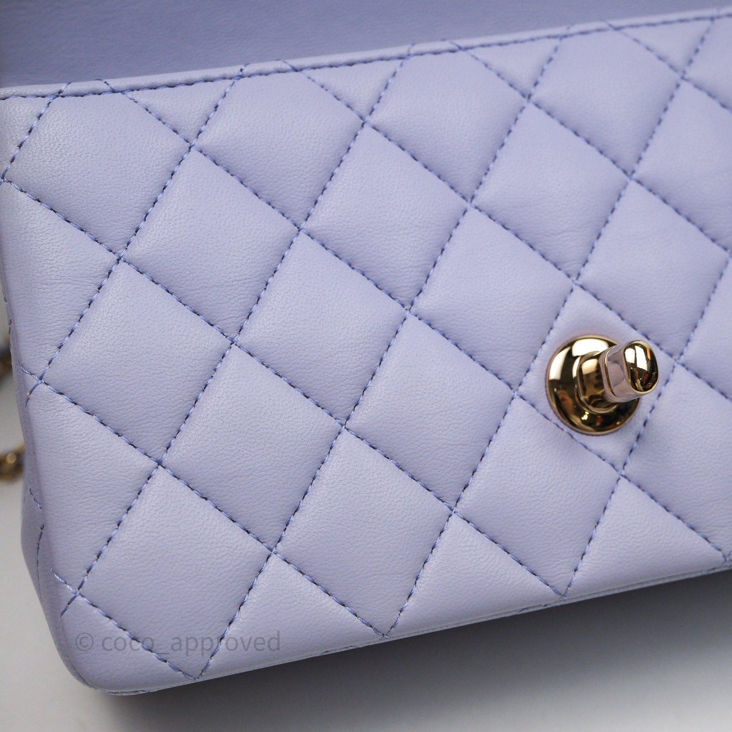 Chanel Top Handle Mini Rectangular Flap Purple Lambskin Gold Hardware