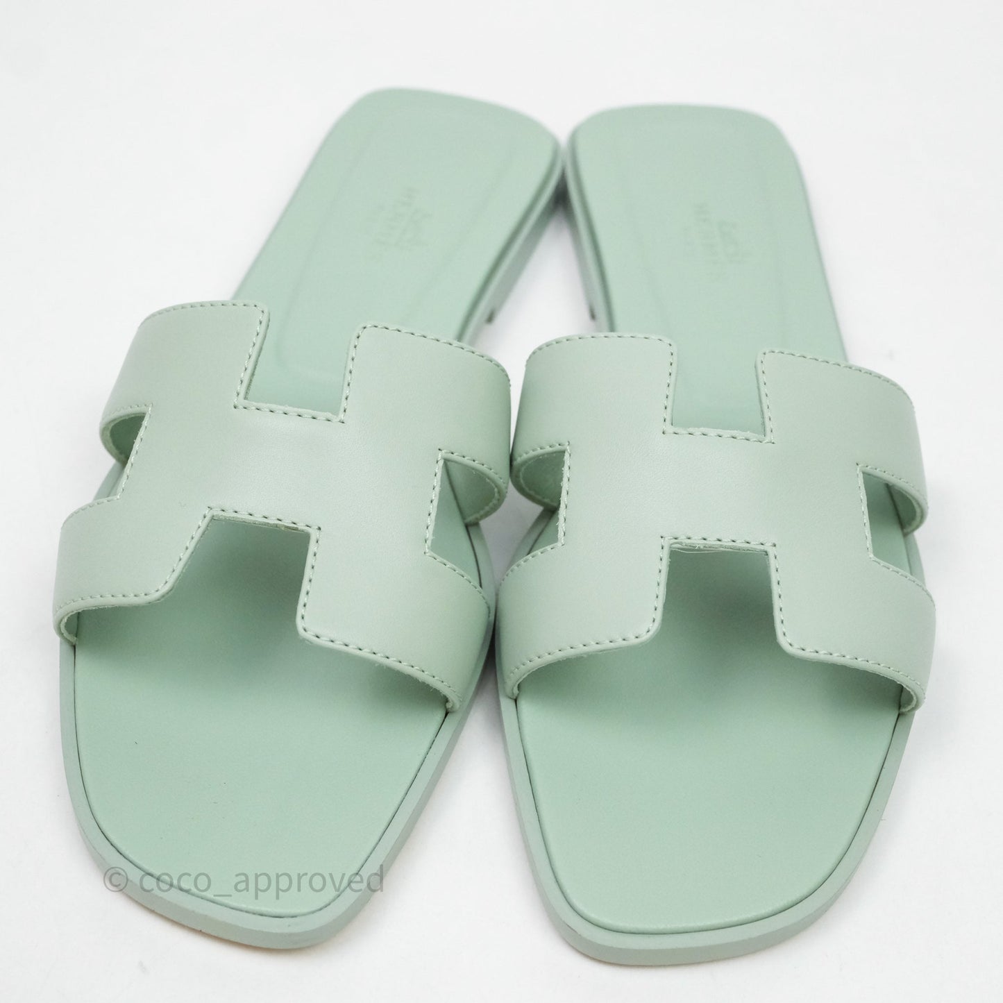 Hermès Oran Sandals Vert D'eau Size 37.5