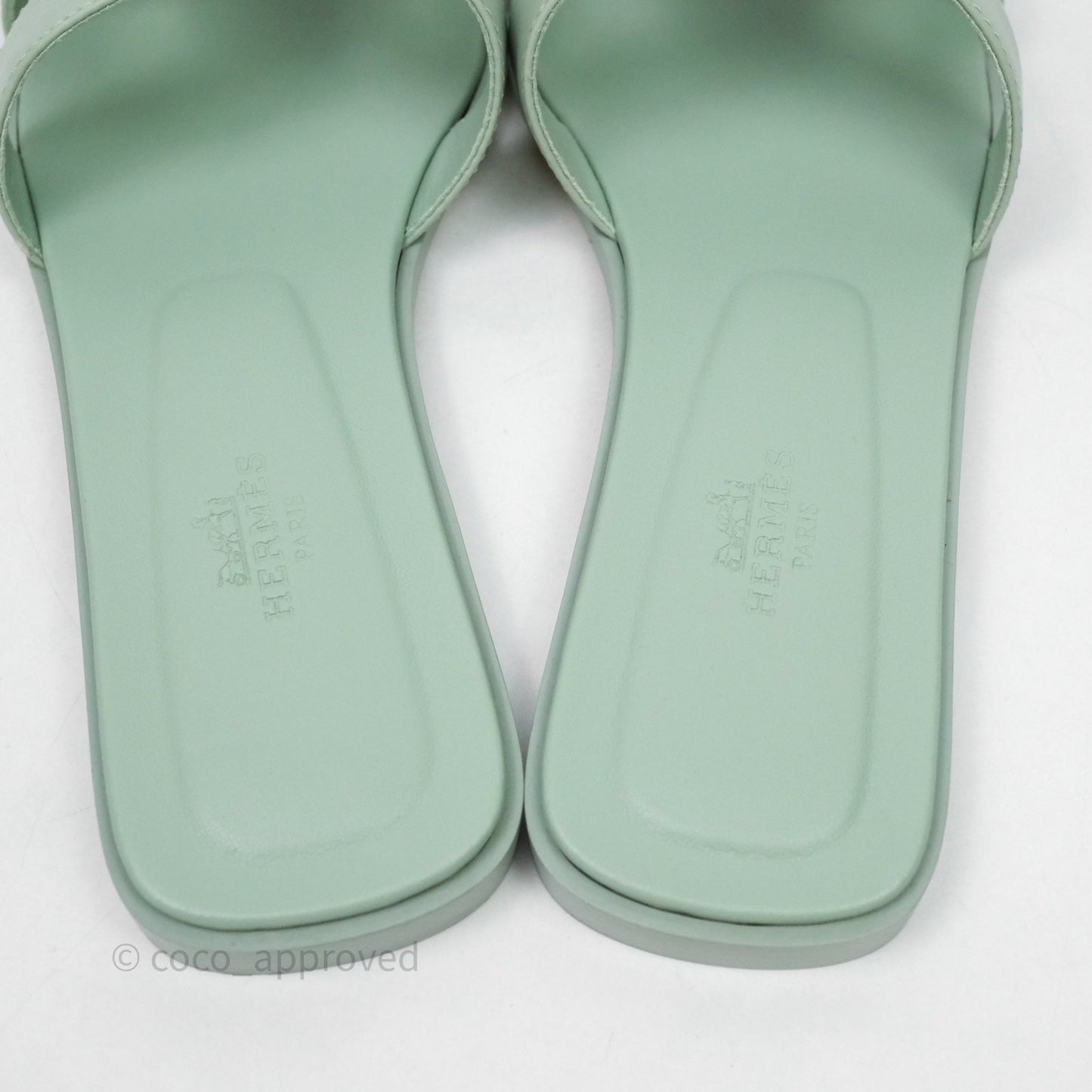Hermès Oran Sandals Vert D'eau Size 37.5