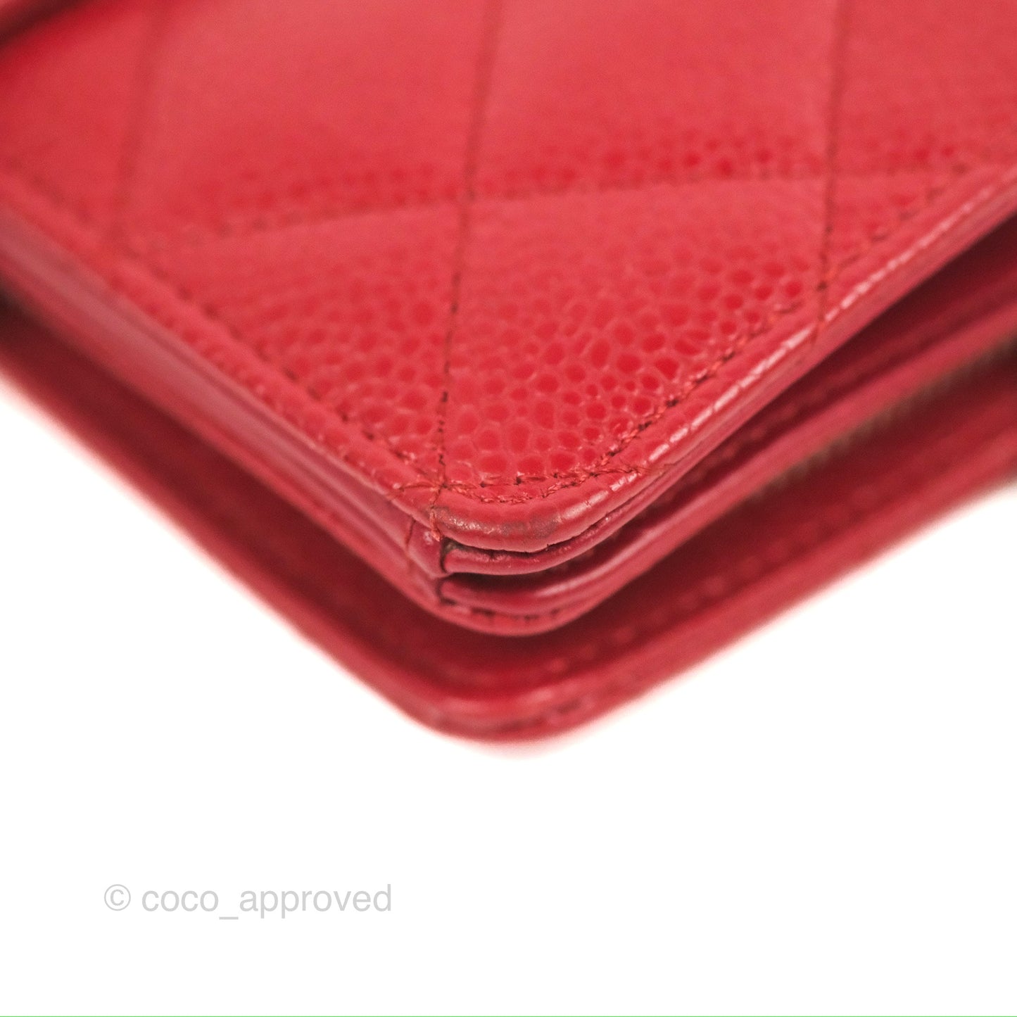 Chanel Classic French Wallet Quilted Red Caviar Silver Hardware