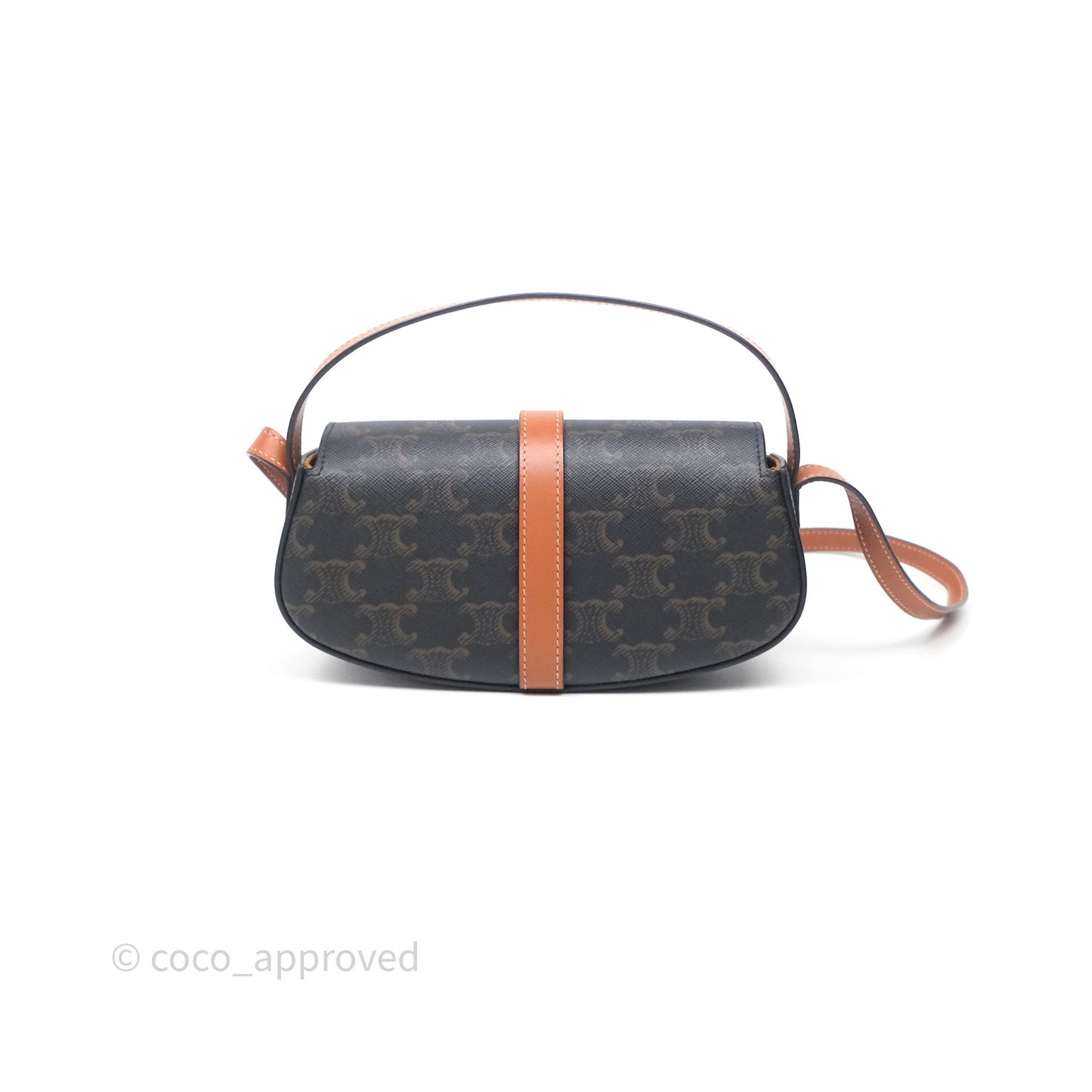 Celine Clutch on Strap Tabou Triomphe Canvas Tan Calfskin