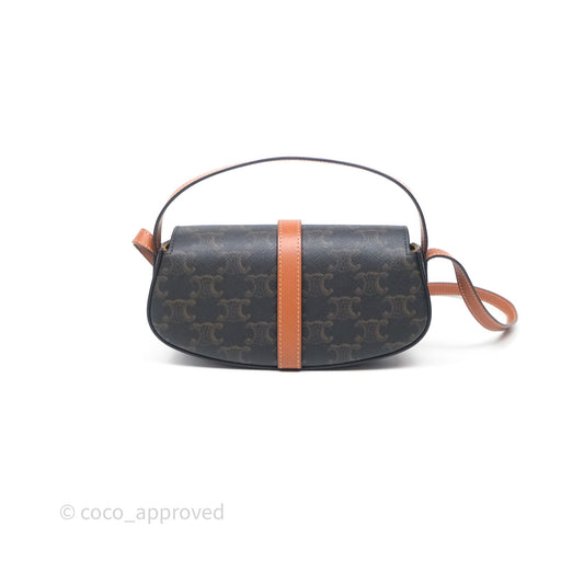 Celine Clutch on Strap Tabou Triomphe Canvas Tan Calfskin