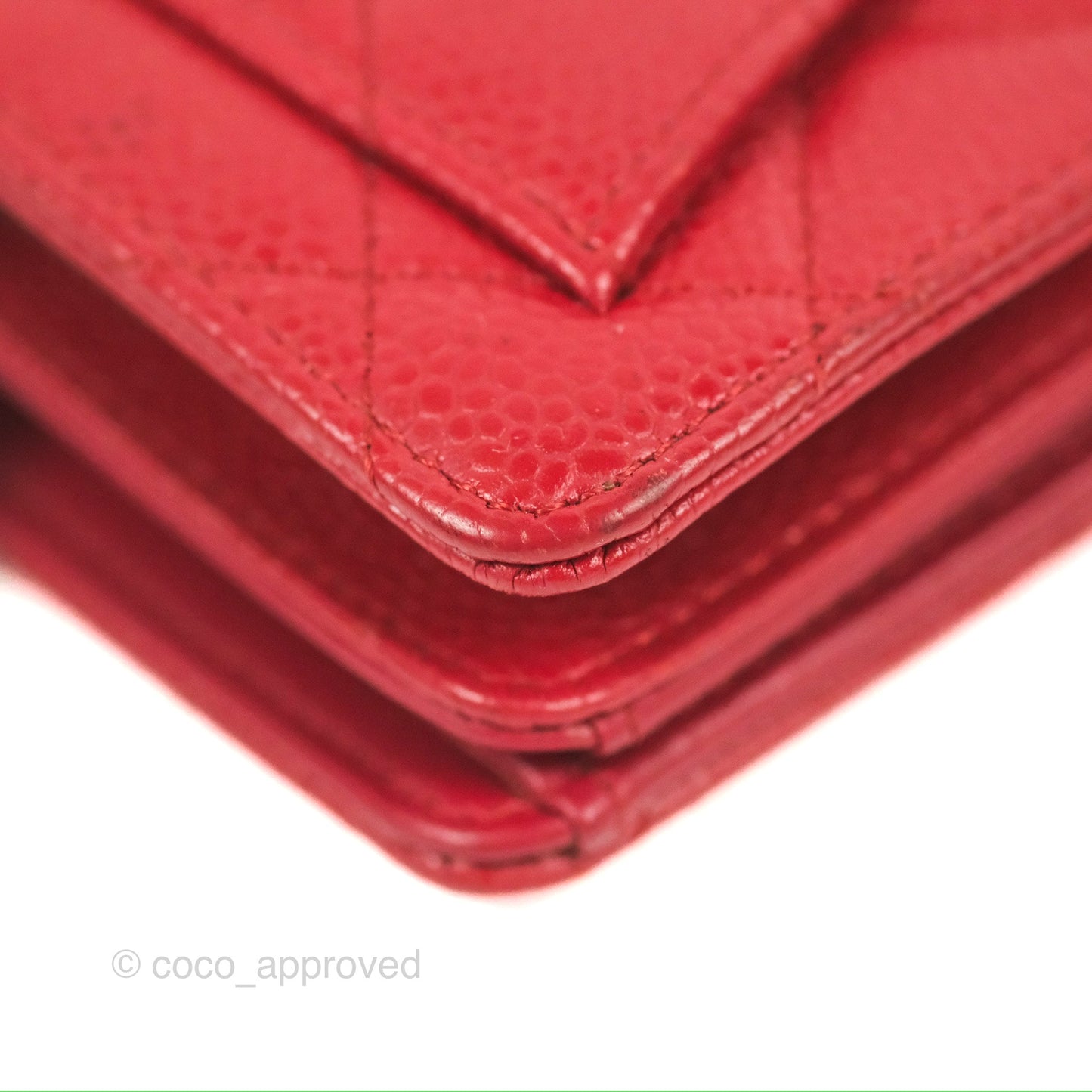 Chanel Classic French Wallet Quilted Red Caviar Silver Hardware