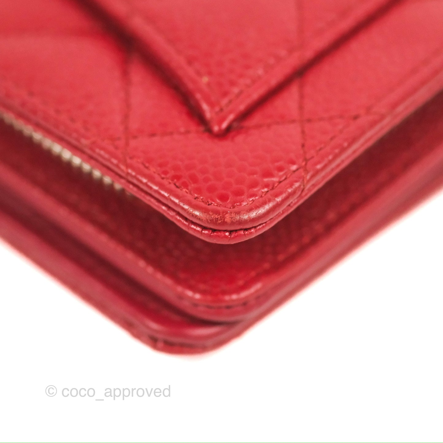 Chanel Classic French Wallet Quilted Red Caviar Silver Hardware