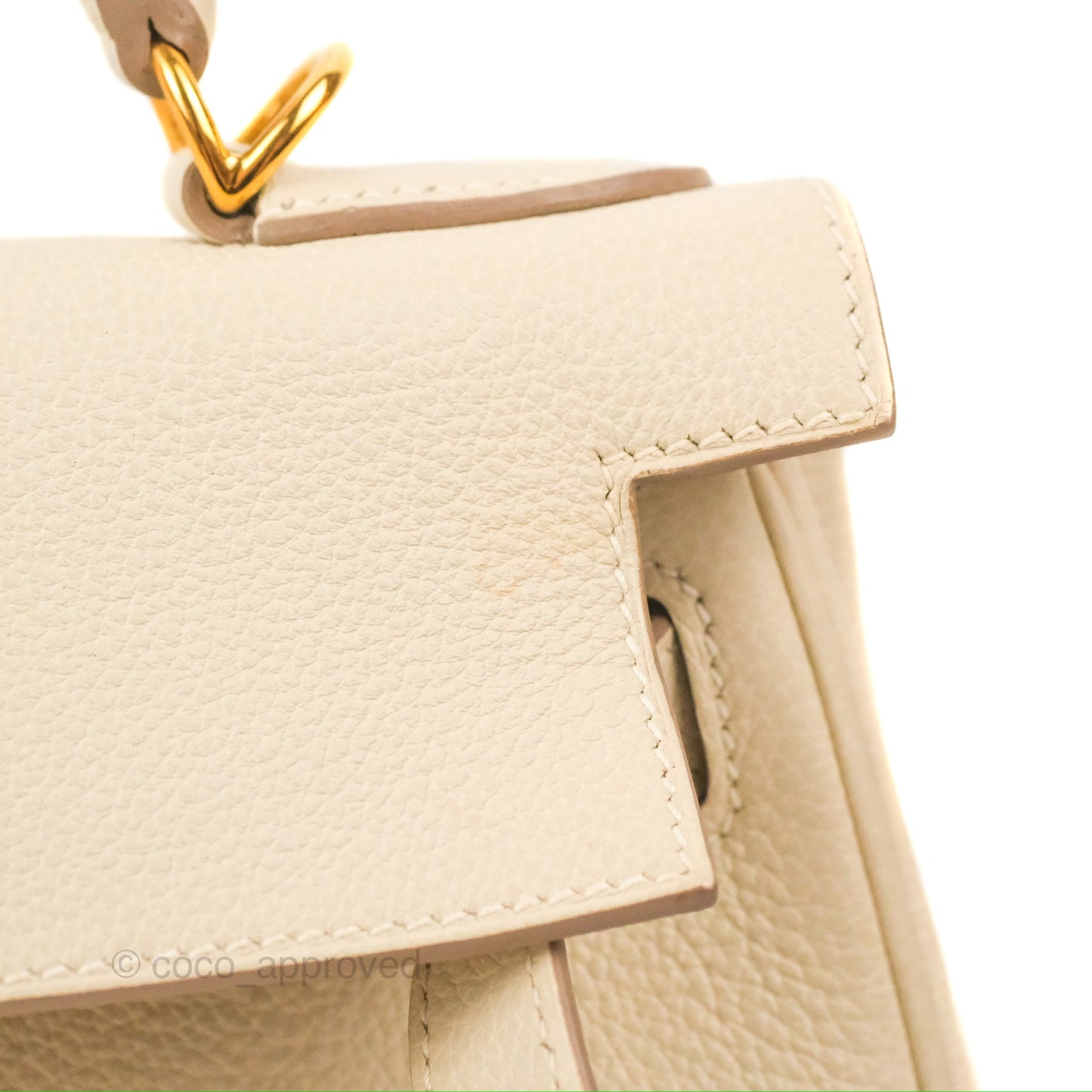 Hermès Kelly Retourne 28 Craie Togo Gold Hardware