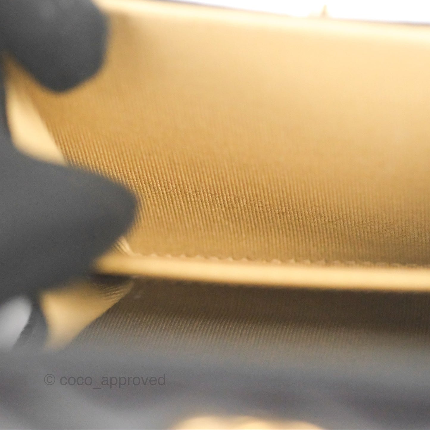 Chanel Pearl Crush Mini Clutch With Chain Black Lambskin Aged Gold Hardware