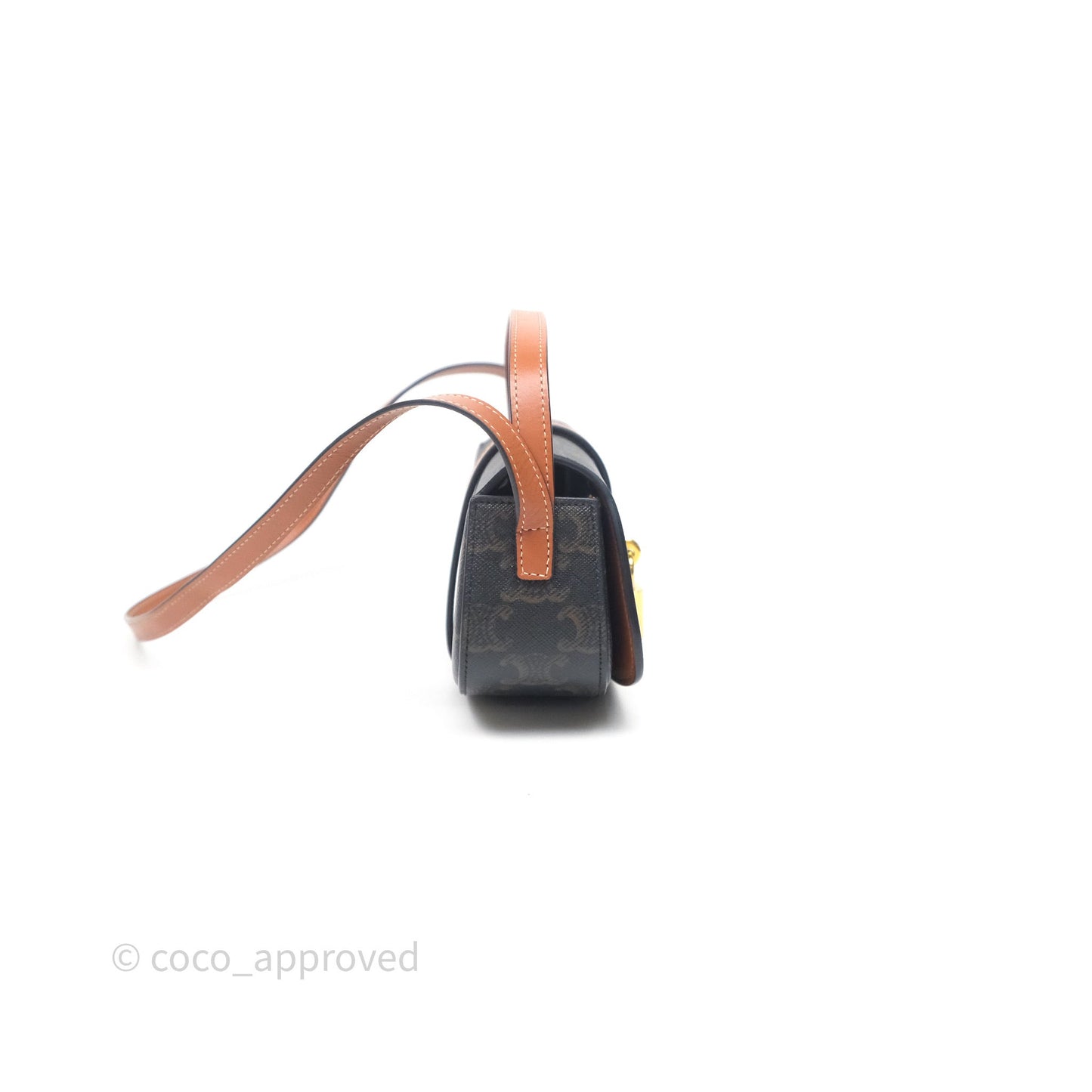 Celine Clutch on Strap Tabou Triomphe Canvas Tan Calfskin