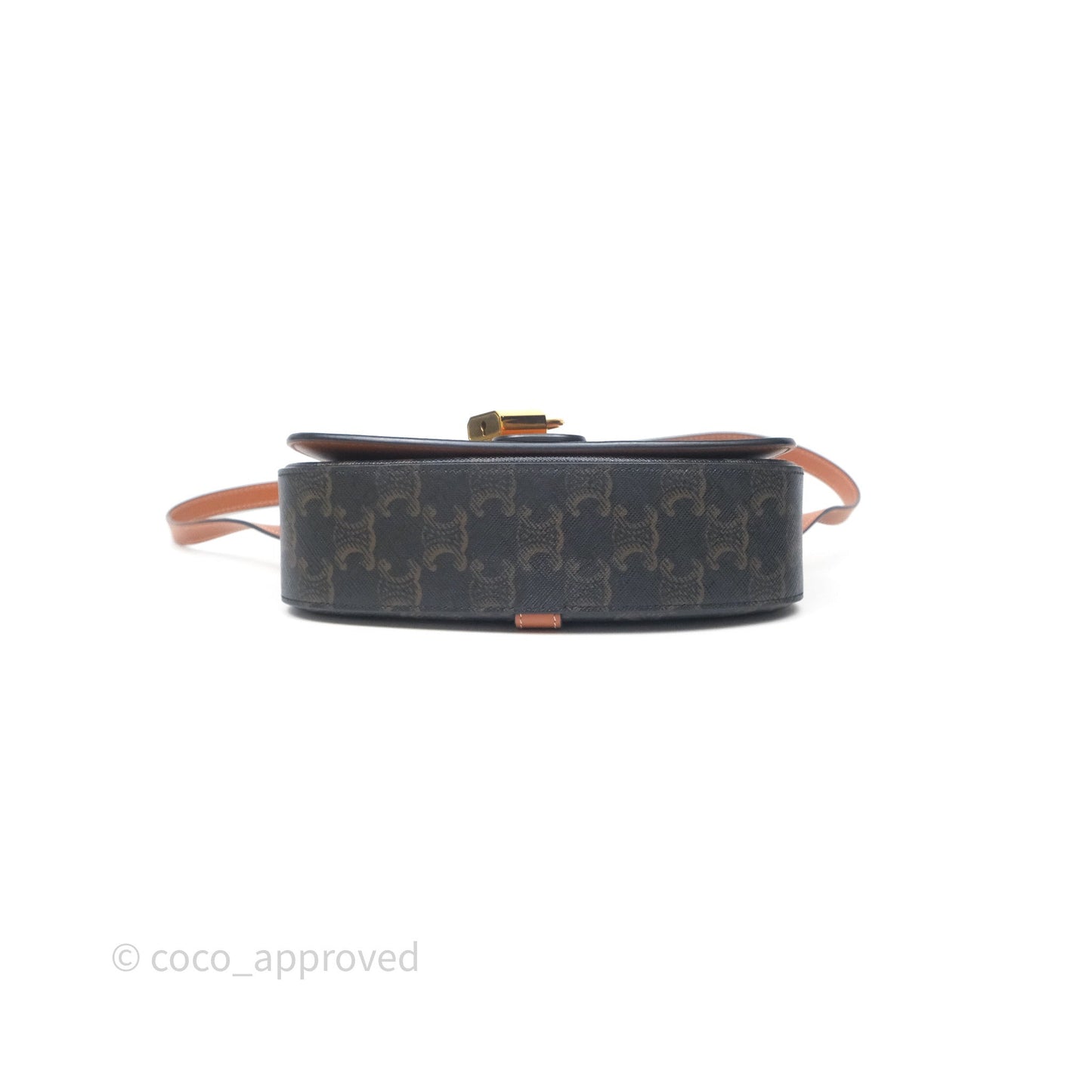 Celine Clutch on Strap Tabou Triomphe Canvas Tan Calfskin