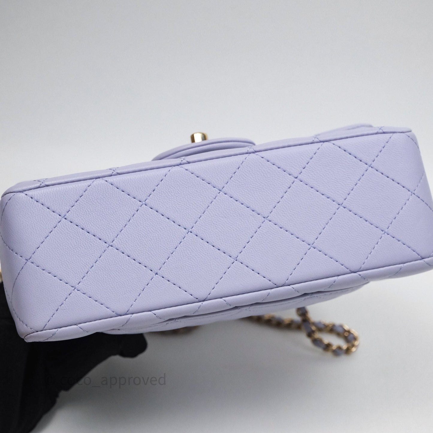 Chanel Top Handle Mini Rectangular Flap Purple Lambskin Gold Hardware