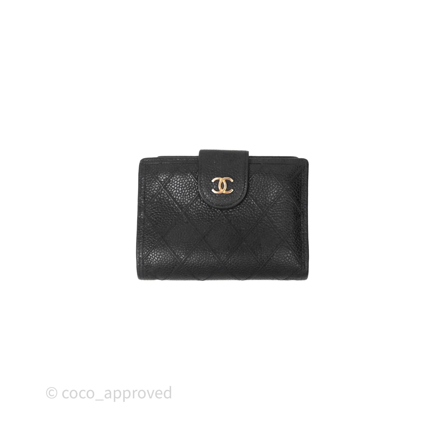 Chanel Vintage Buckle Wallet Black Caviar Gold Hardware⁣