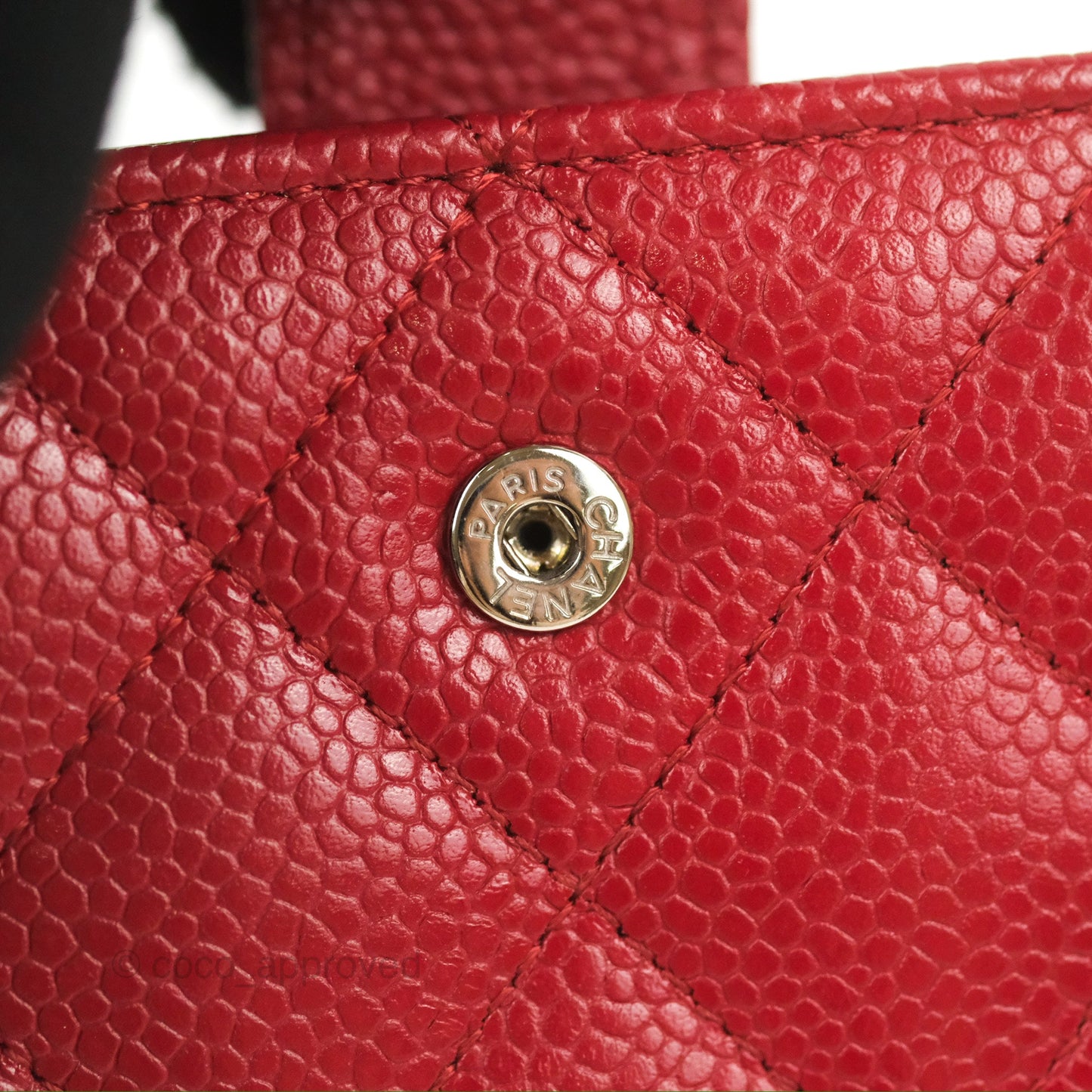 Chanel Classic French Wallet Quilted Red Caviar Silver Hardware