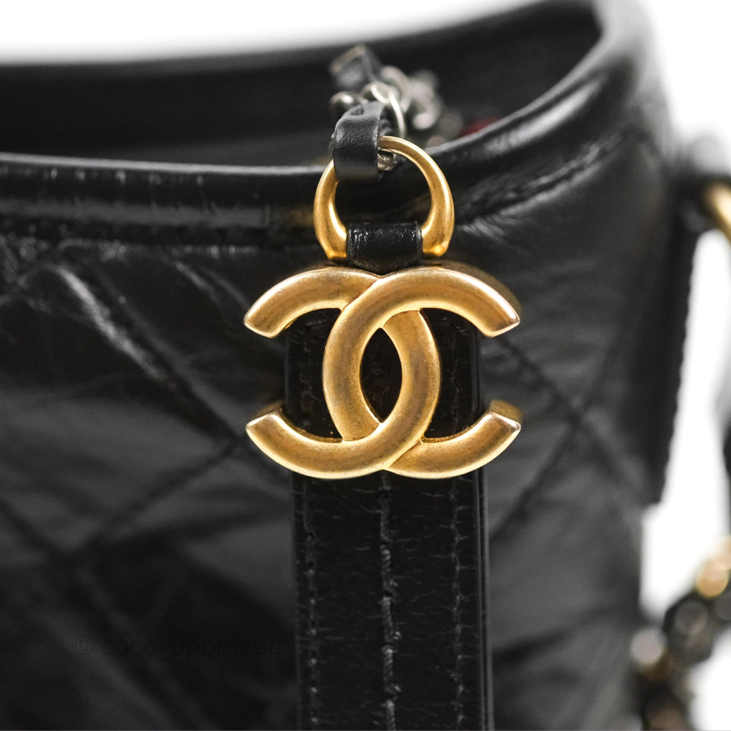 Chanel Quilted Small Gabrielle Hobo Black Aged Calfskin Mixed Hardware