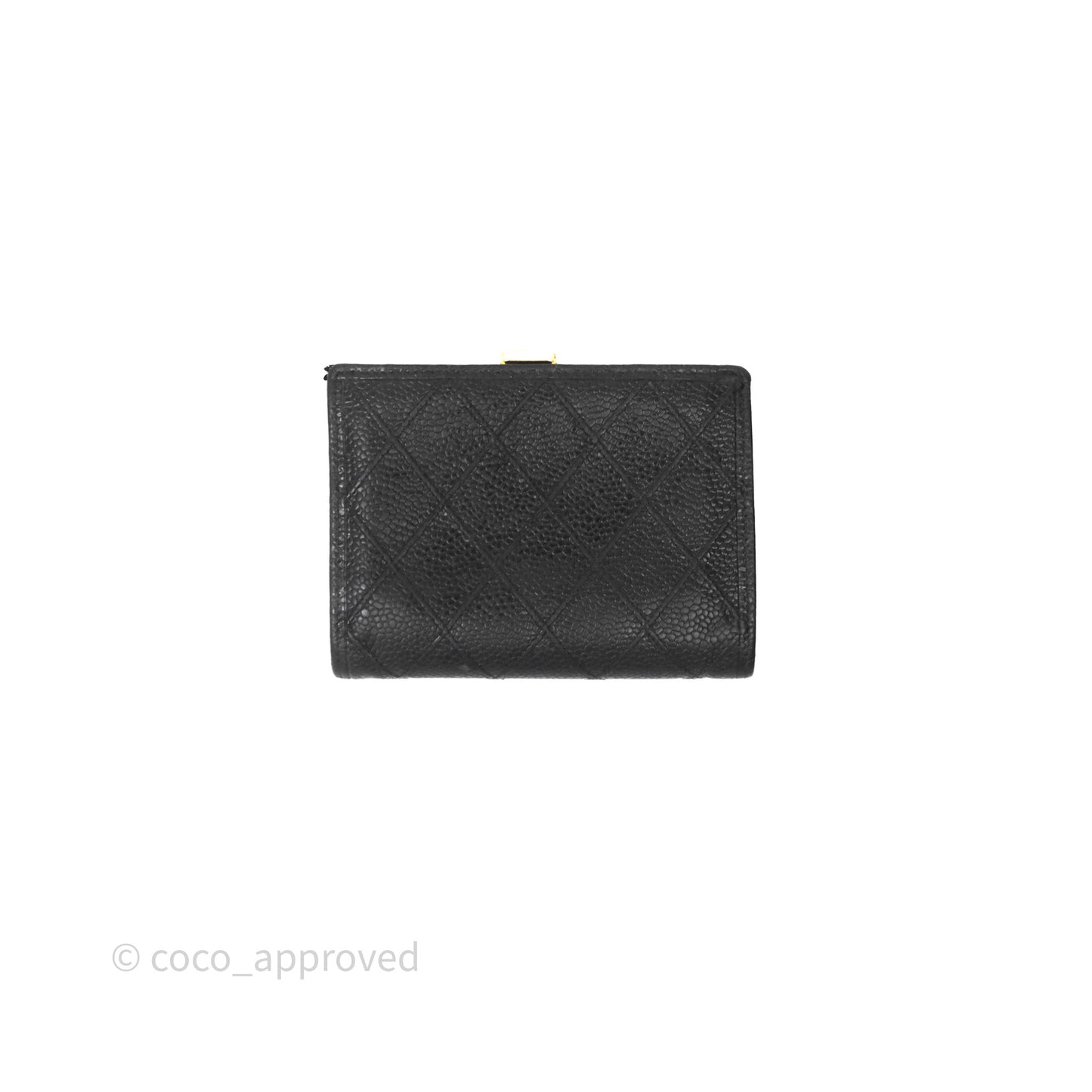 Chanel Vintage Buckle Wallet Black Caviar Gold Hardware⁣