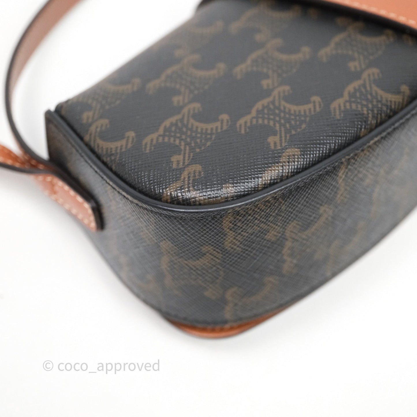 Celine Clutch on Strap Tabou Triomphe Canvas Tan Calfskin