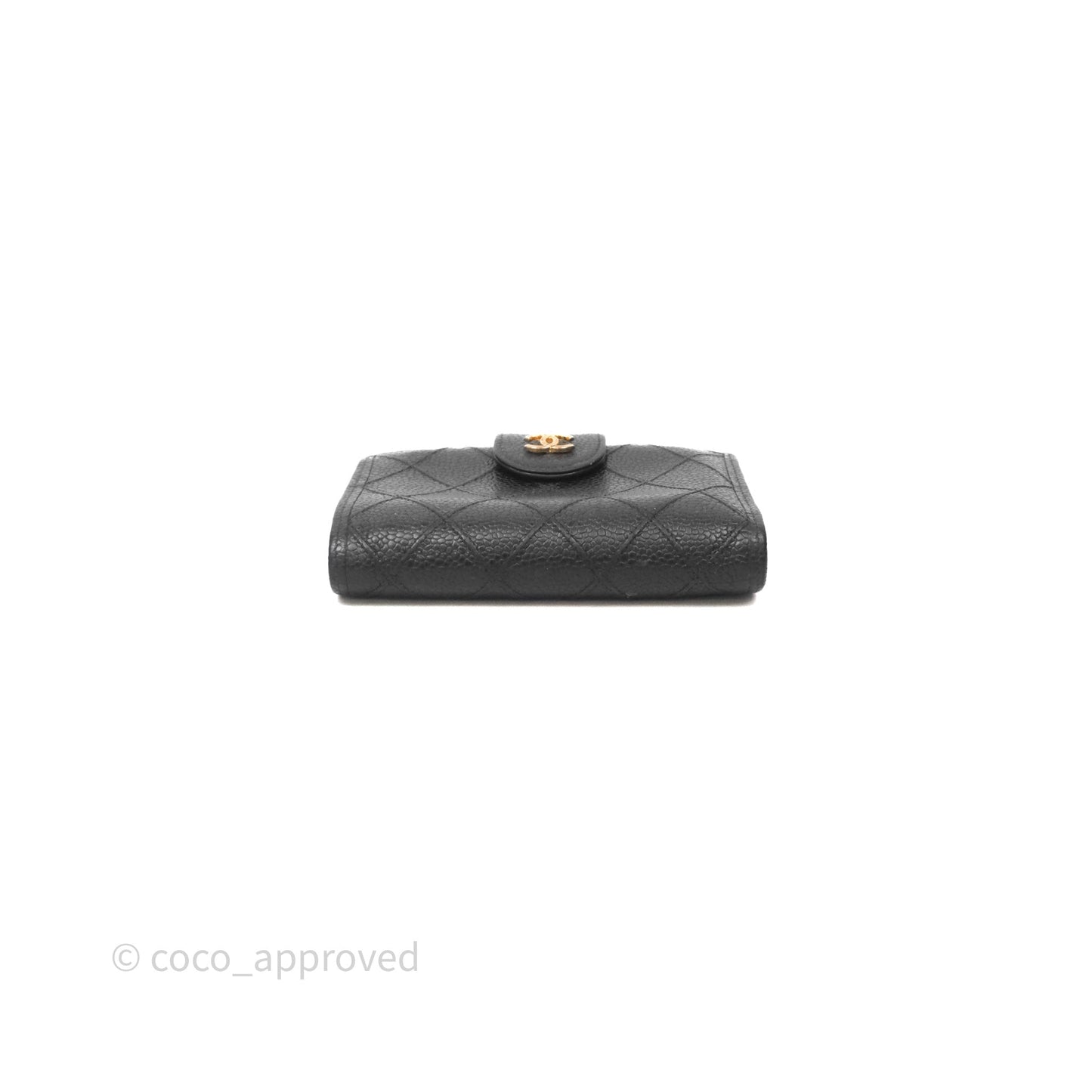 Chanel Vintage Buckle Wallet Black Caviar Gold Hardware⁣
