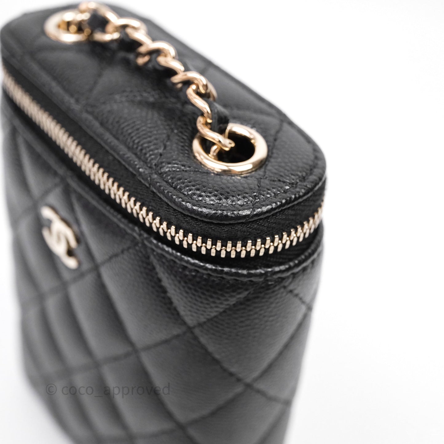 Chanel Classic Mini Vanity With Chain Black Caviar Gold Hardware