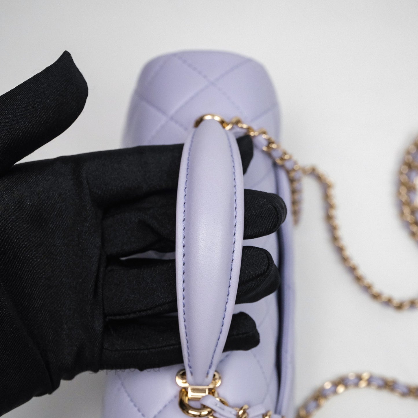 Chanel Top Handle Mini Rectangular Flap Purple Lambskin Gold Hardware