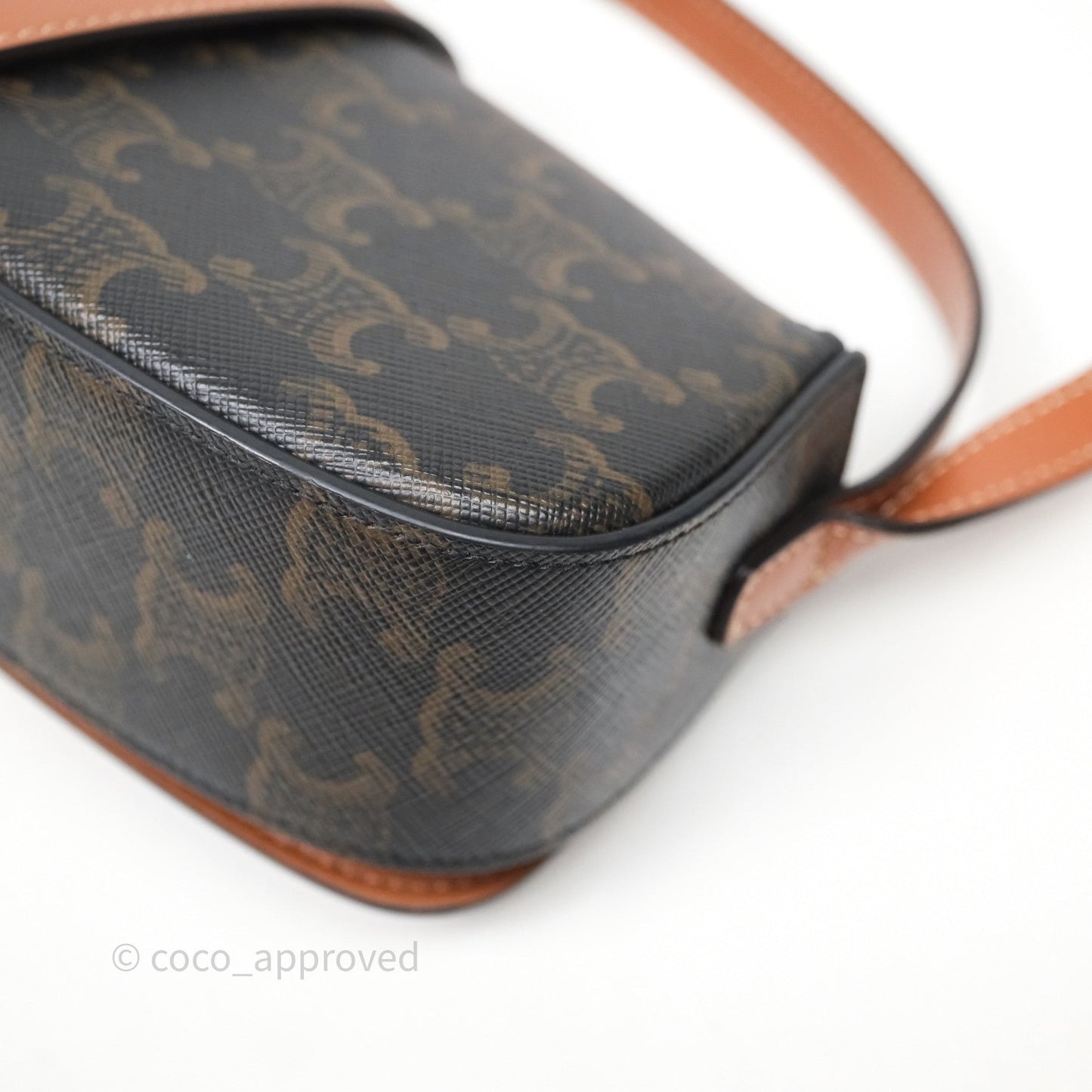 Celine Clutch on Strap Tabou Triomphe Canvas Tan Calfskin