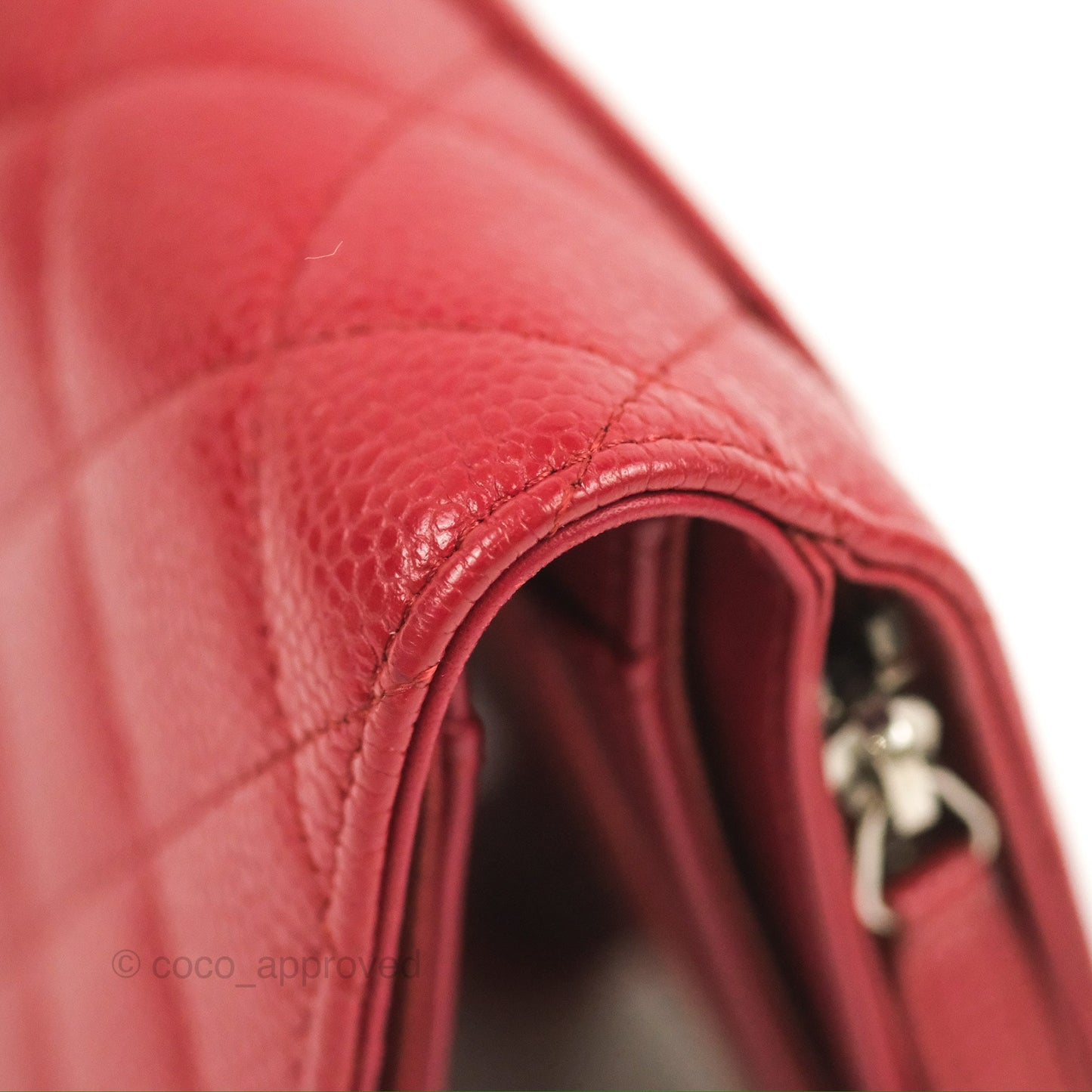 Chanel Classic French Wallet Quilted Red Caviar Silver Hardware