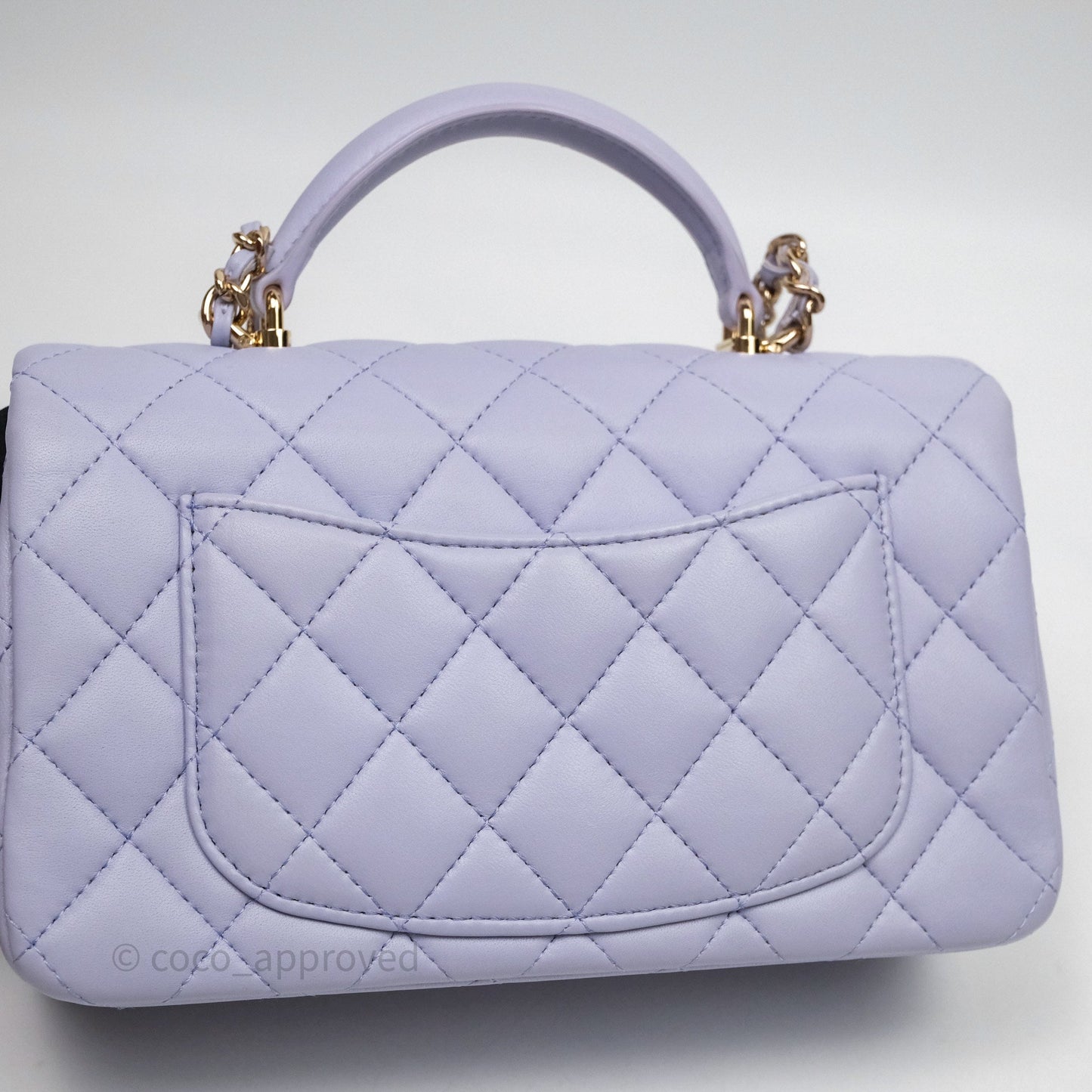 Chanel Top Handle Mini Rectangular Flap Purple Lambskin Gold Hardware