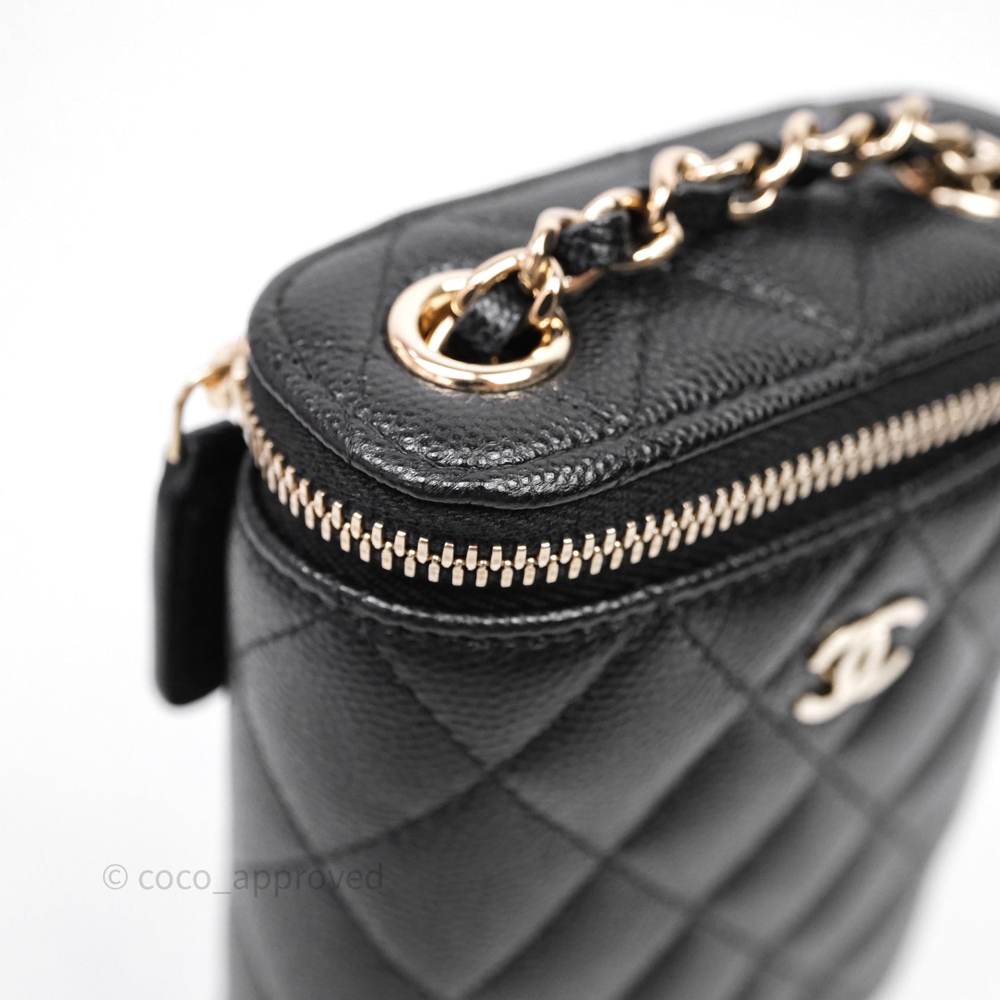 Chanel Classic Mini Vanity With Chain Black Caviar Gold Hardware