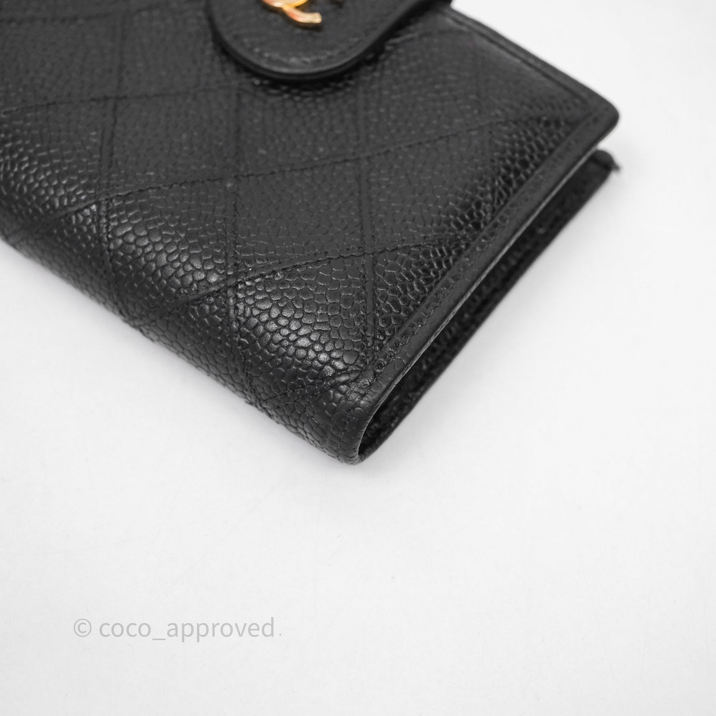Chanel Vintage Buckle Wallet Black Caviar Gold Hardware⁣